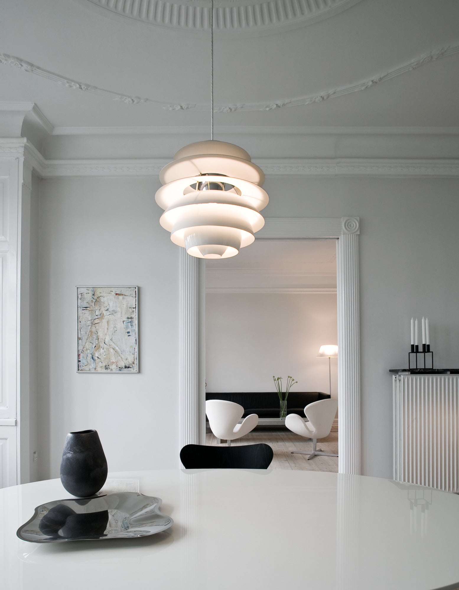 Hanglamp PH SNOWBALL wit met chroomafwerking