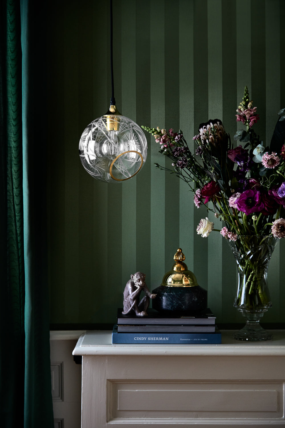 BALLROOM DIAMOND transparent pendant lamp with gold finish