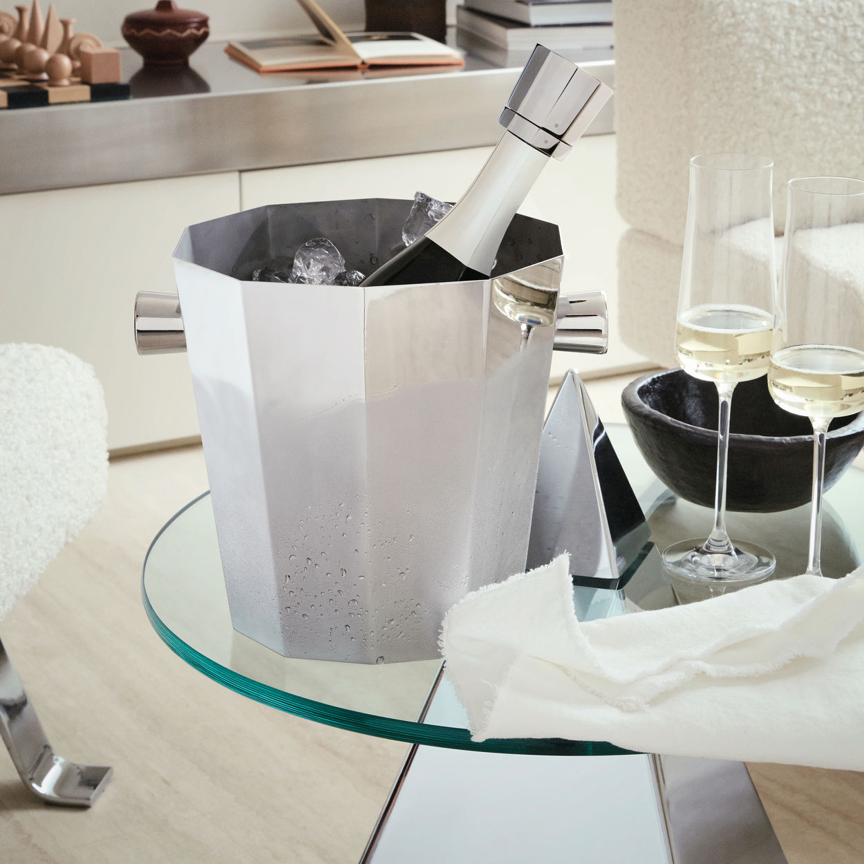 Koeler voor wijn met handvatten EUGENIA roestvrij staal