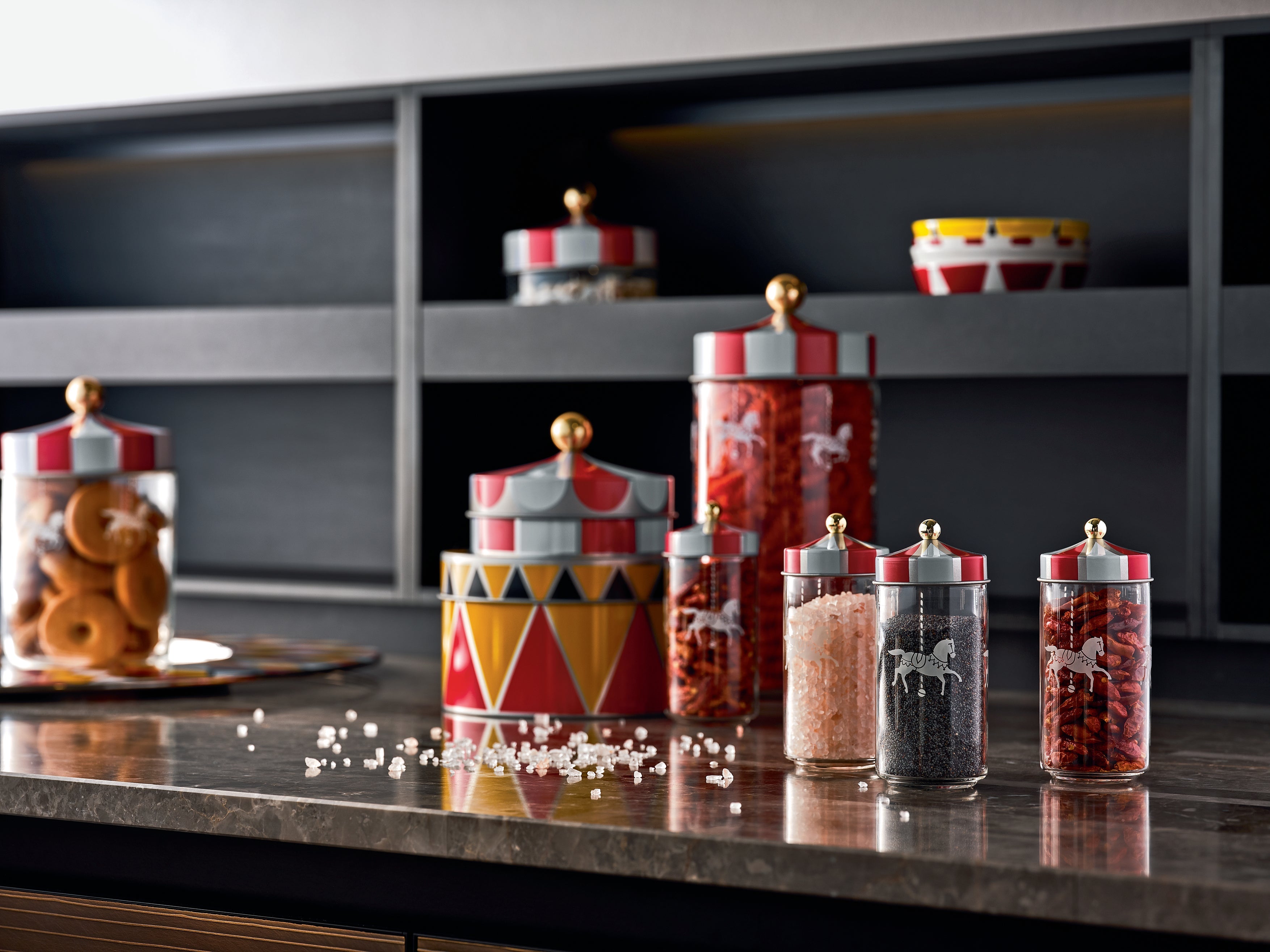 Set van CIRCUS glazen met zeefdruk