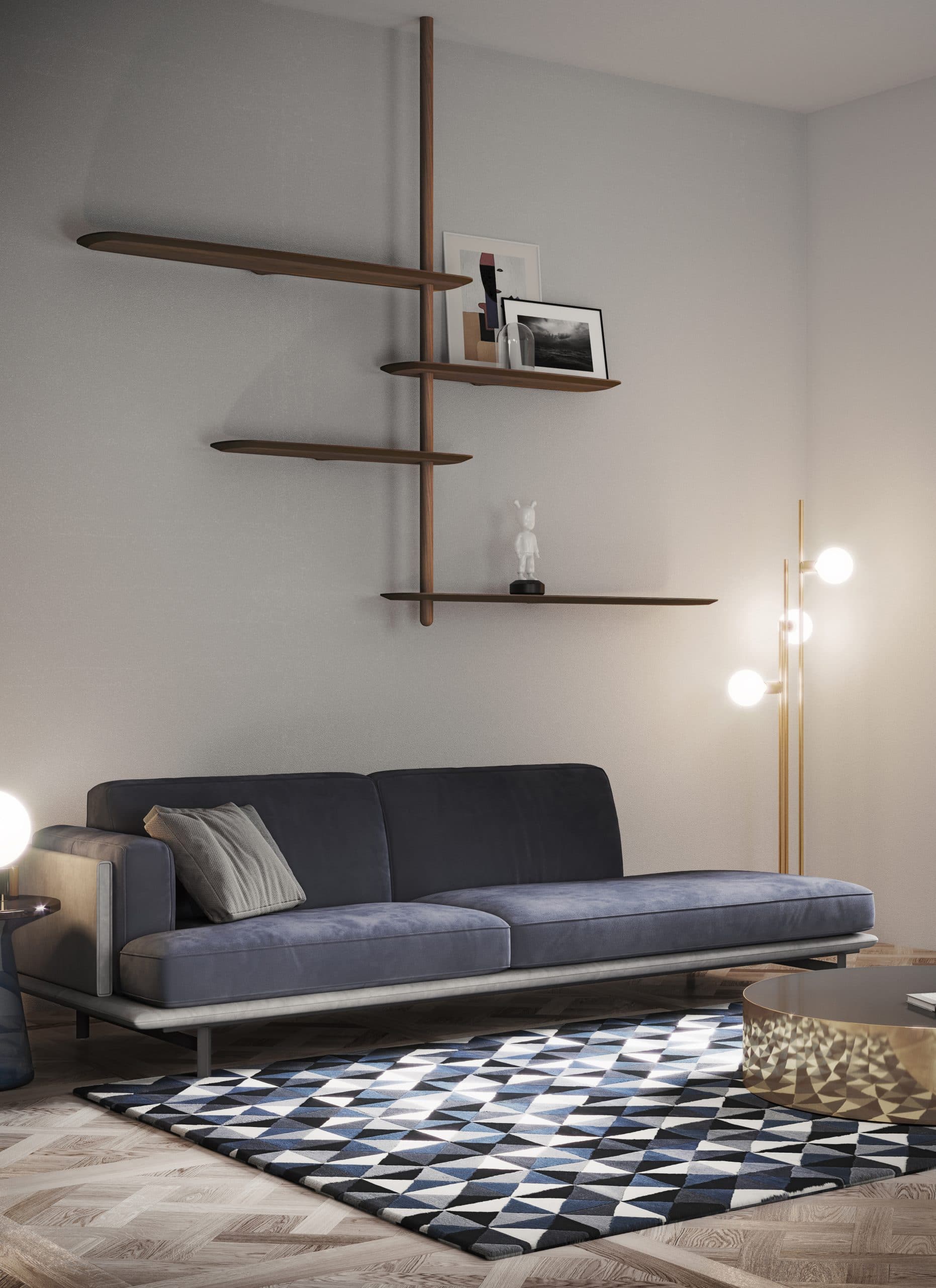 Wandrek UNICA - CONFIGURATIE 07 notenhout