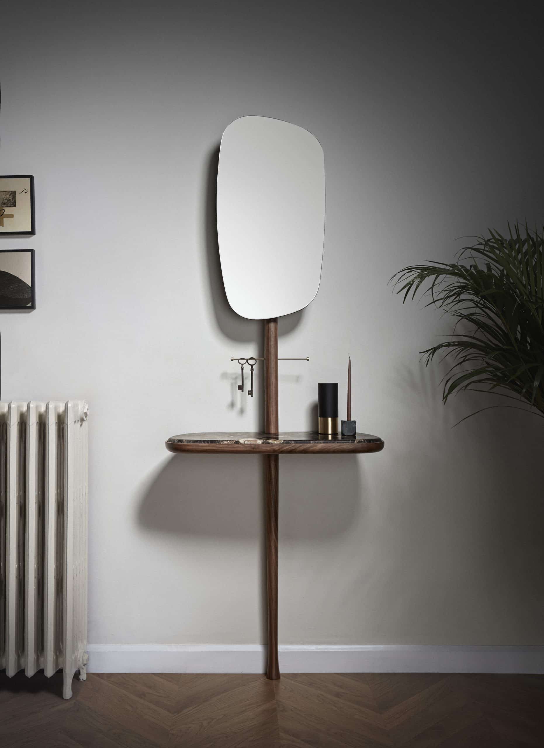 Wandkonsole mit Spiegel FOYER lite Holz