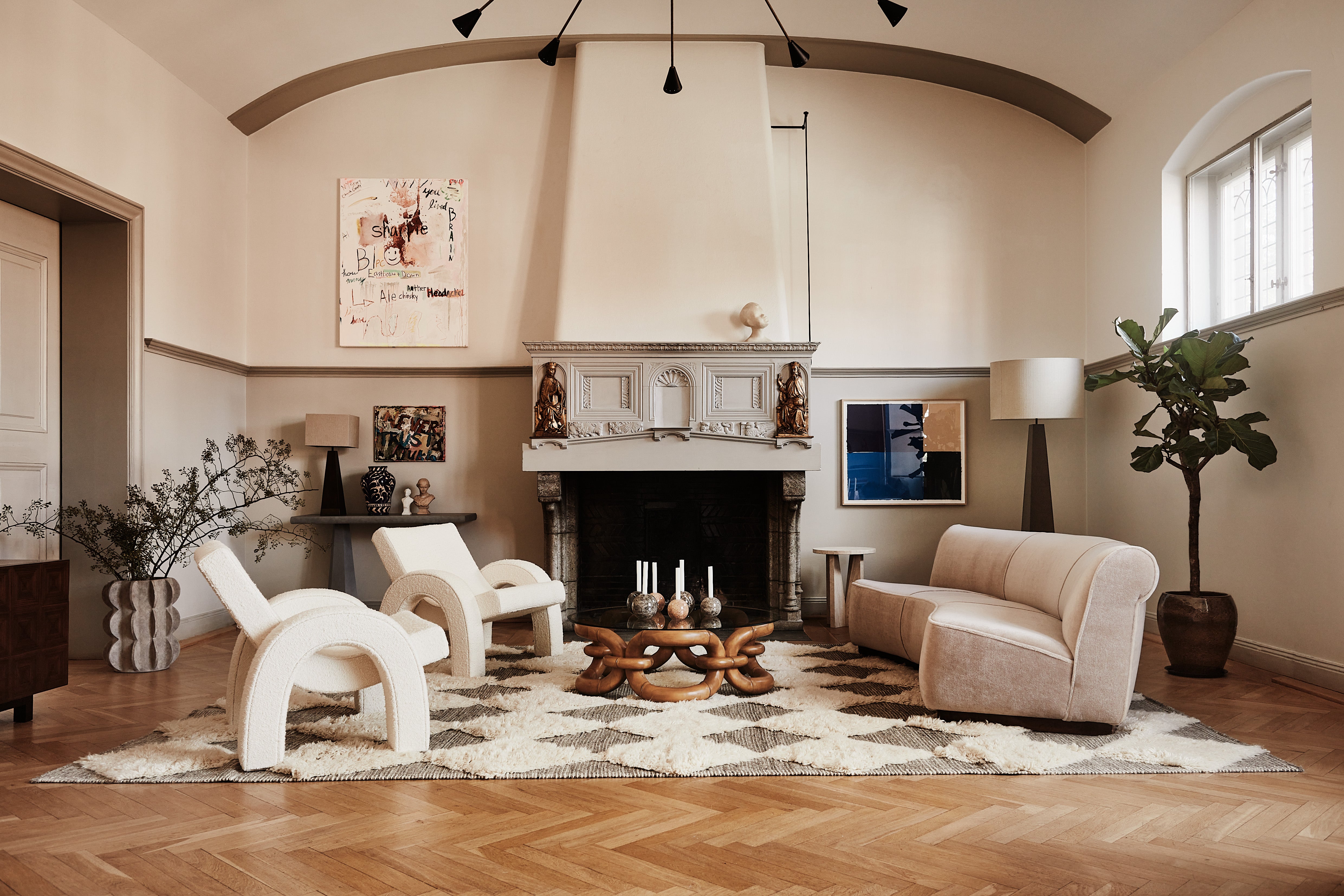 Vloerkleed CHESS RYA grijs met crème