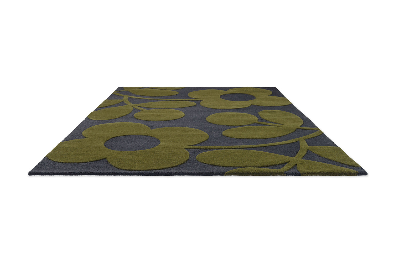 Vloerkleed SPRING STEM donkerblauw met groen
