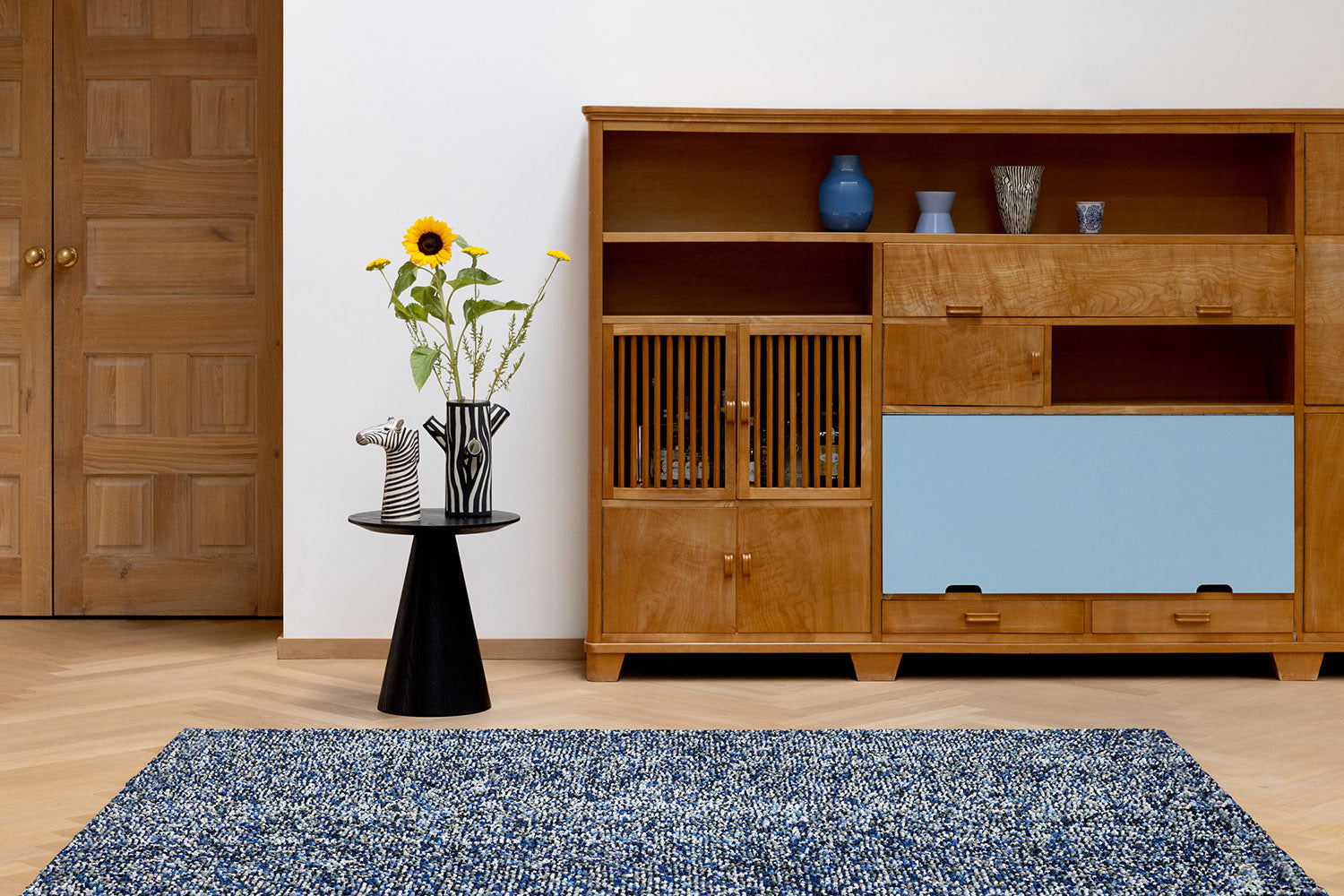 Teppich POP ART blau mit langem Flor