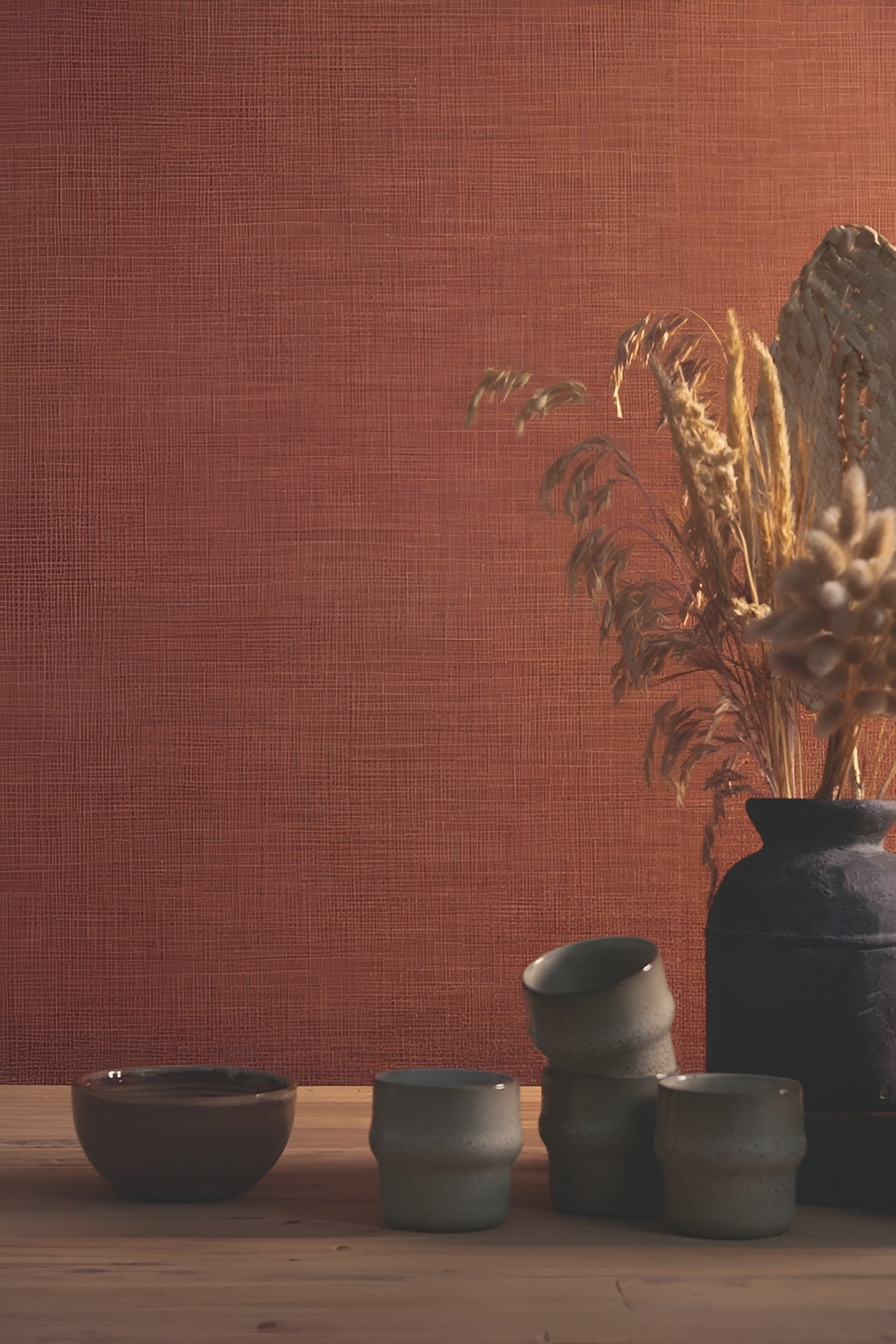 Structural wallpaper resembling linen canvas SHINOK - GRIS TAUPE gray with taupe