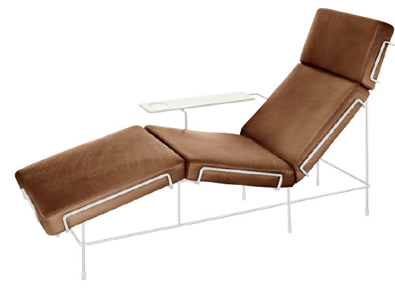 Ligbed TRAFFIC gestoffeerd met een witte stalen basis