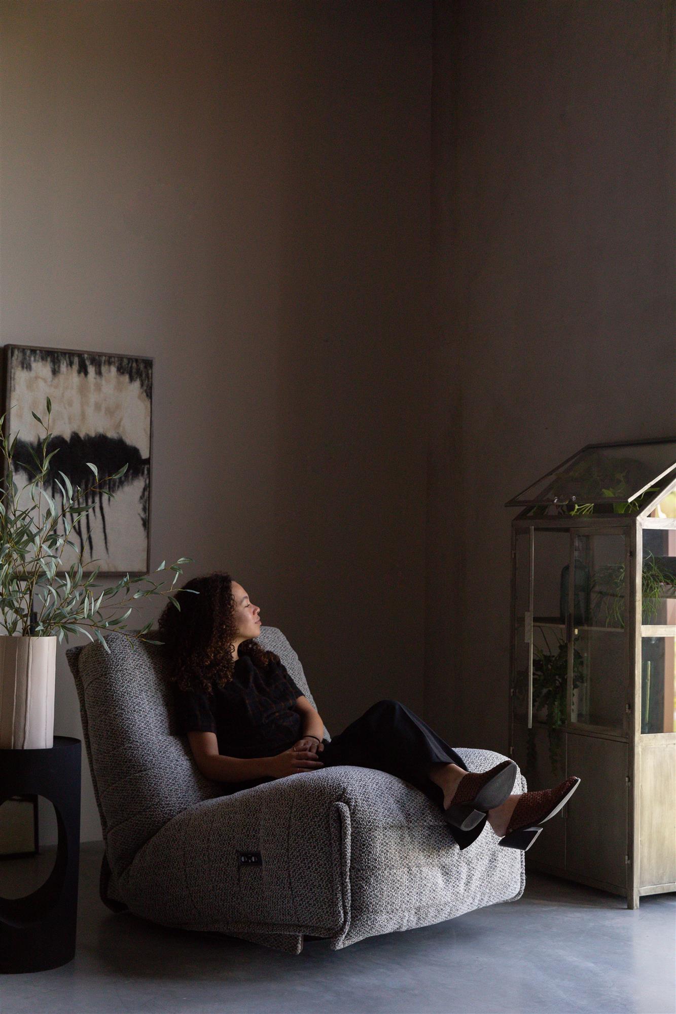 Uitschuifbare fauteuil HAMILTON grijs gemêleerd