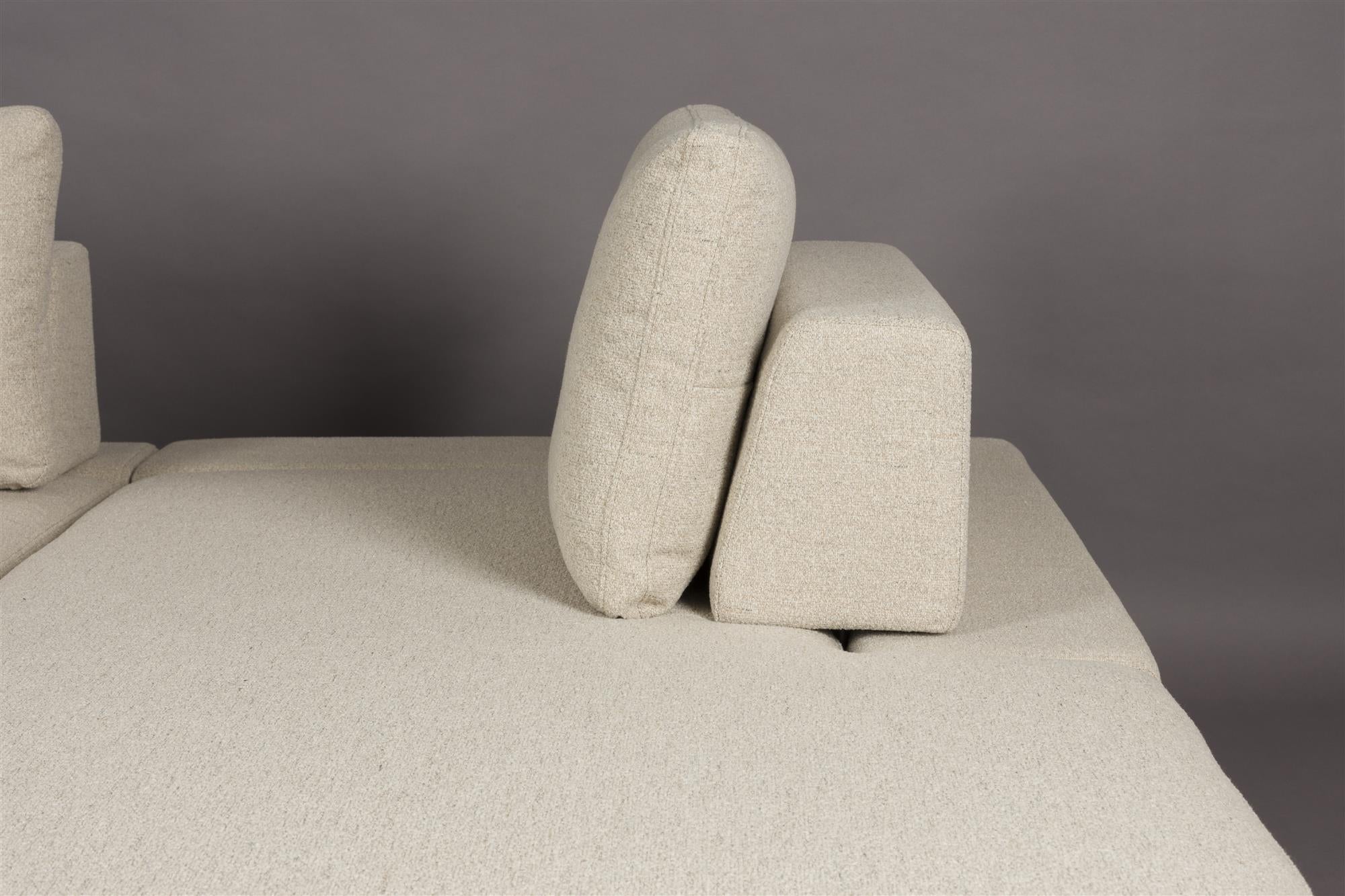 Links hoekbank SHELLY beige met zwarte basis