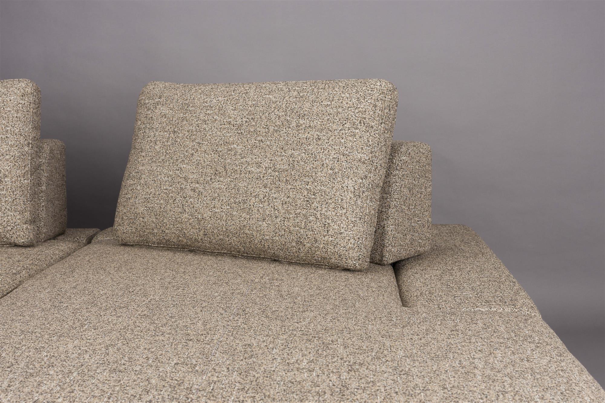 Links hoekbank SHELLY donkerbeige melange met zwarte basis