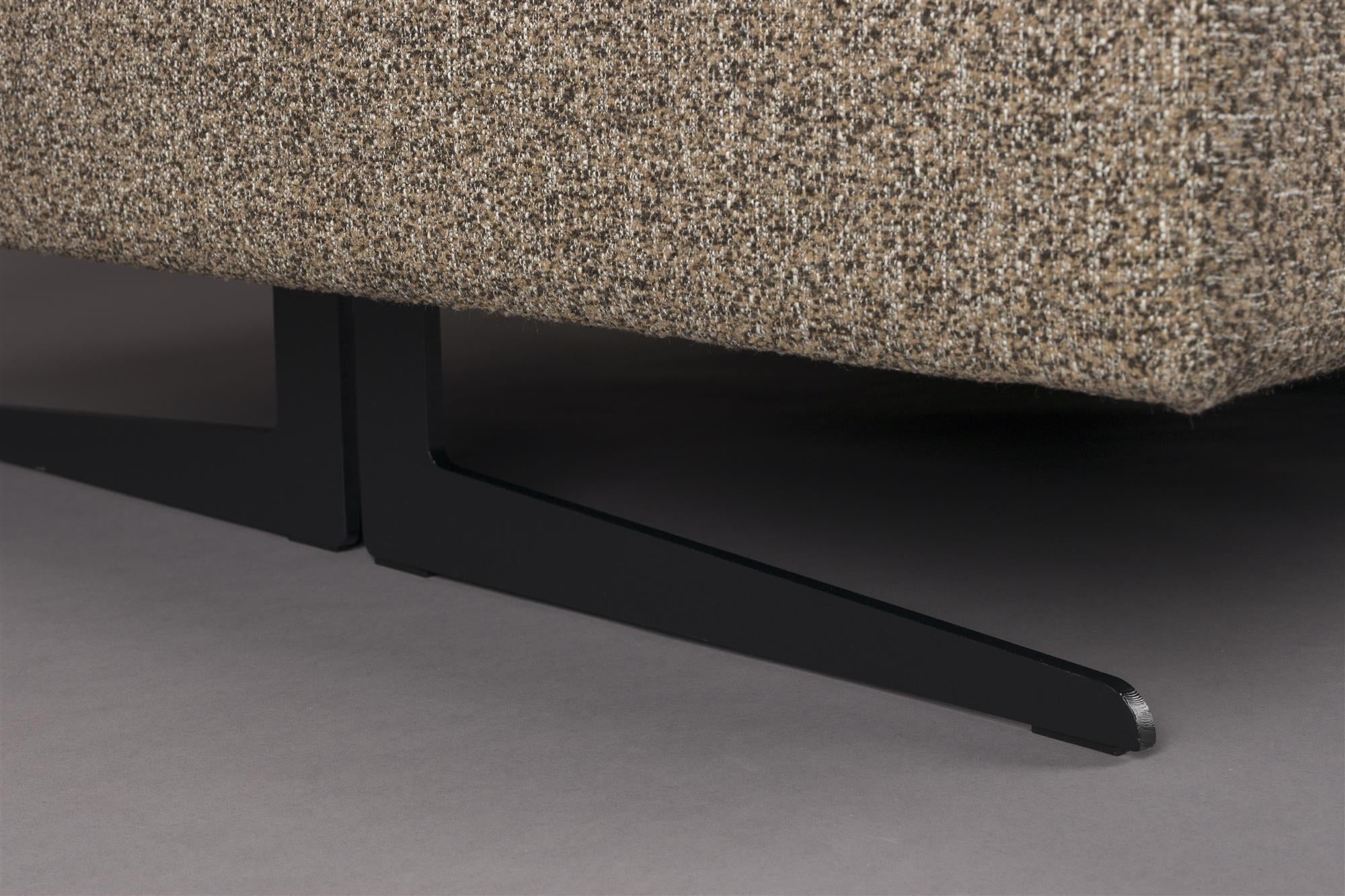 Rechthoekige SHELLY hoekbank in donkerbeige melange met zwarte basis