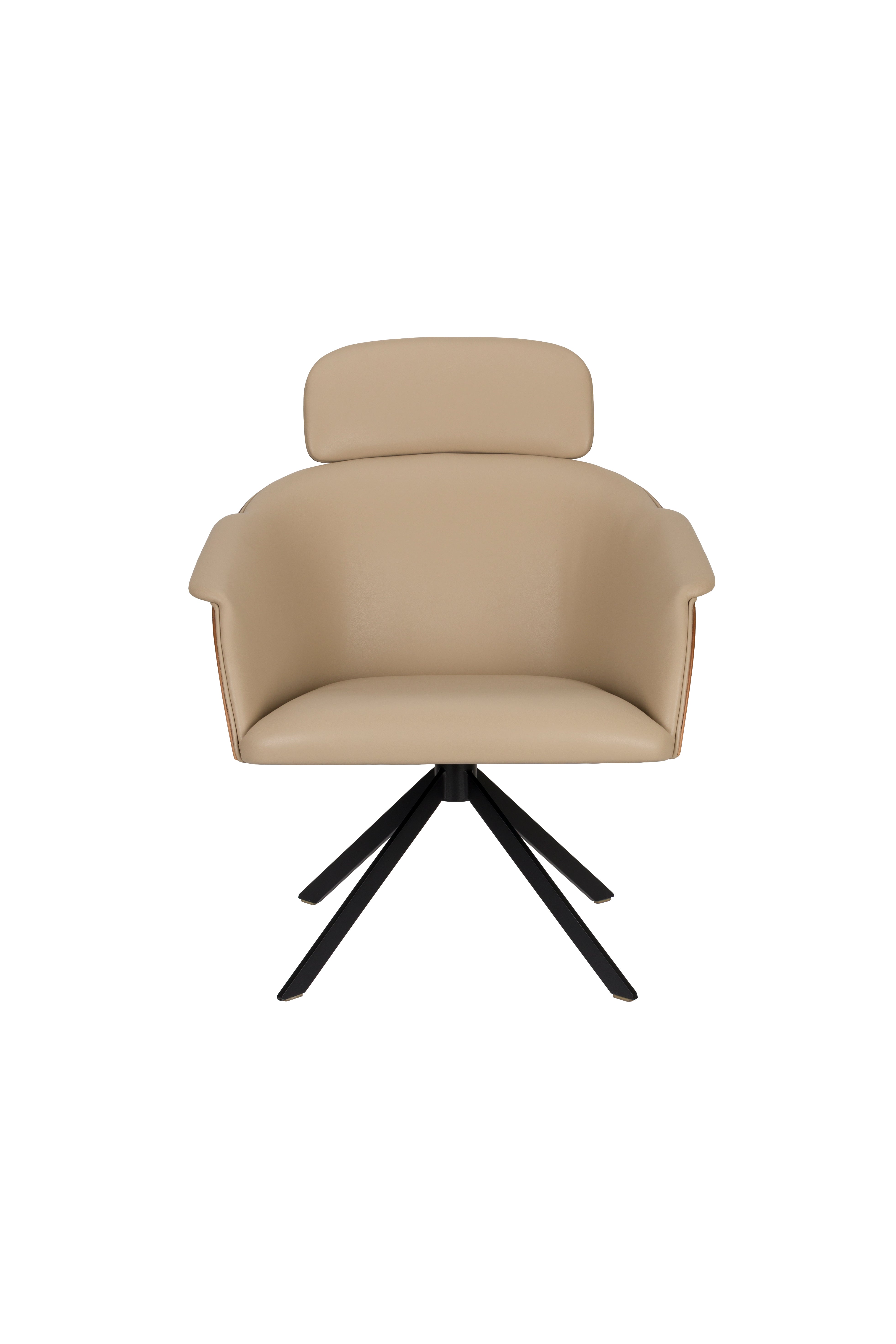 Fauteuil FRIE beige kunstleer met zwarte basis