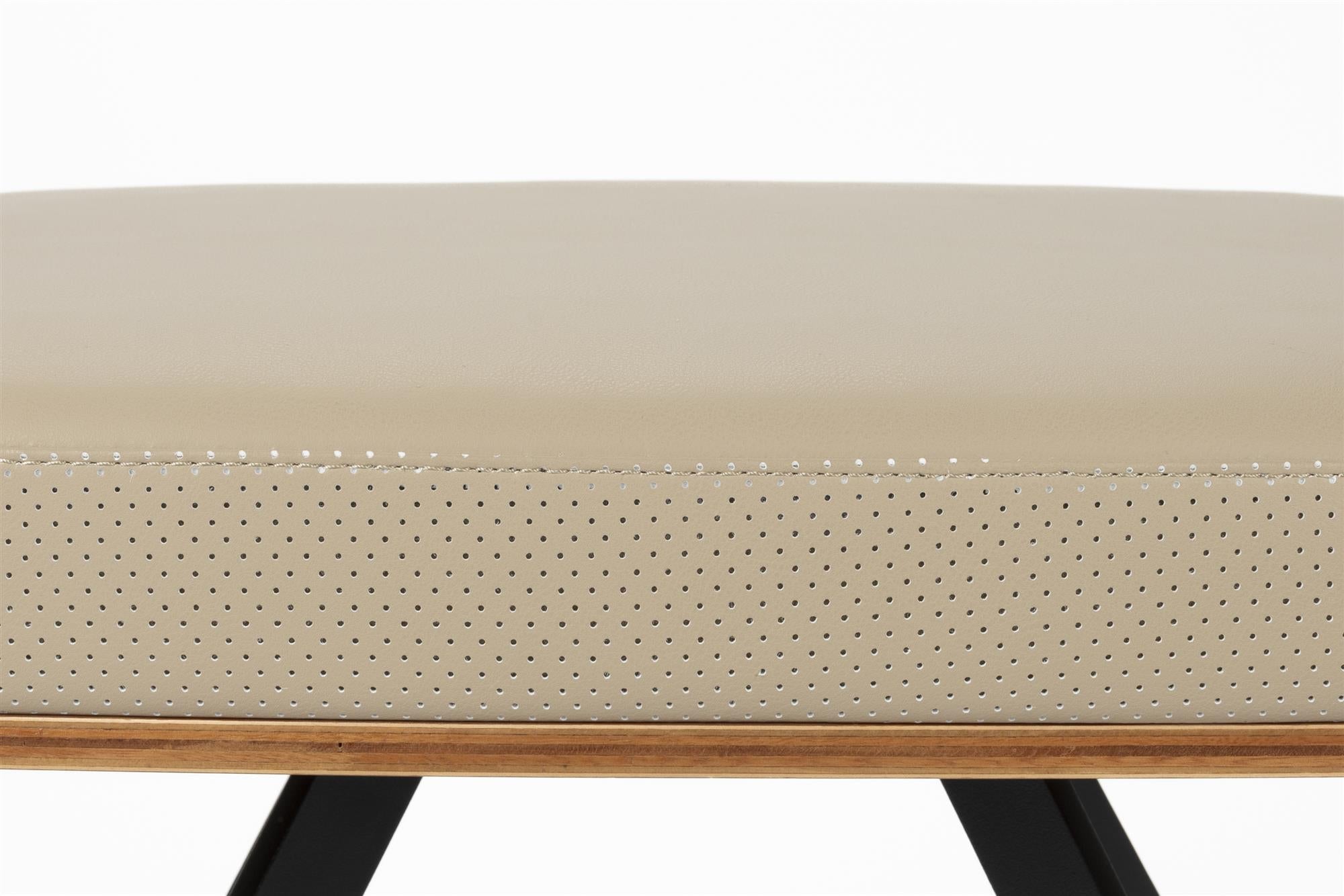 Voetensteun FRIE beige kunstleer met zwarte basis