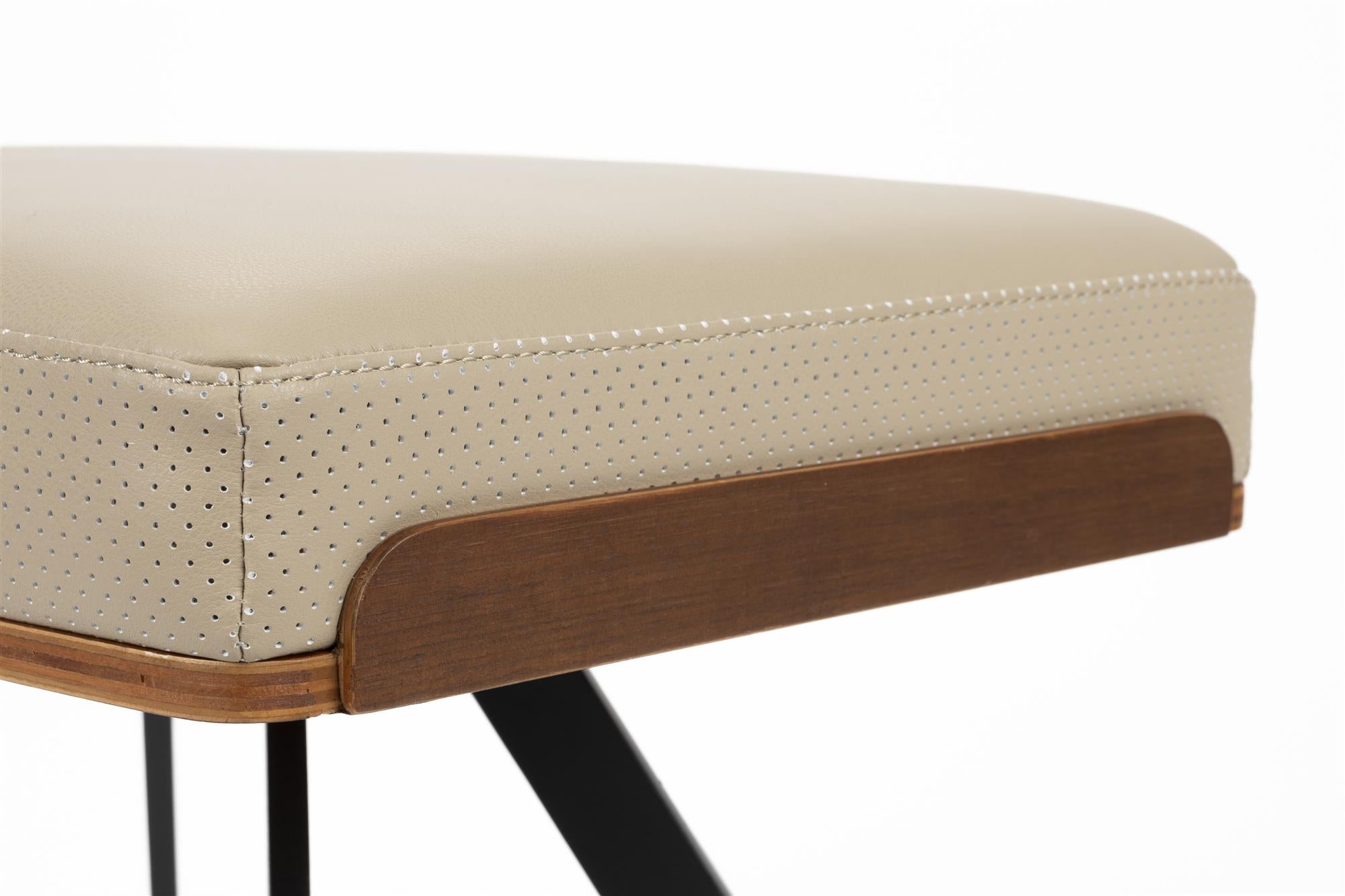 Voetensteun FRIE beige kunstleer met zwarte basis