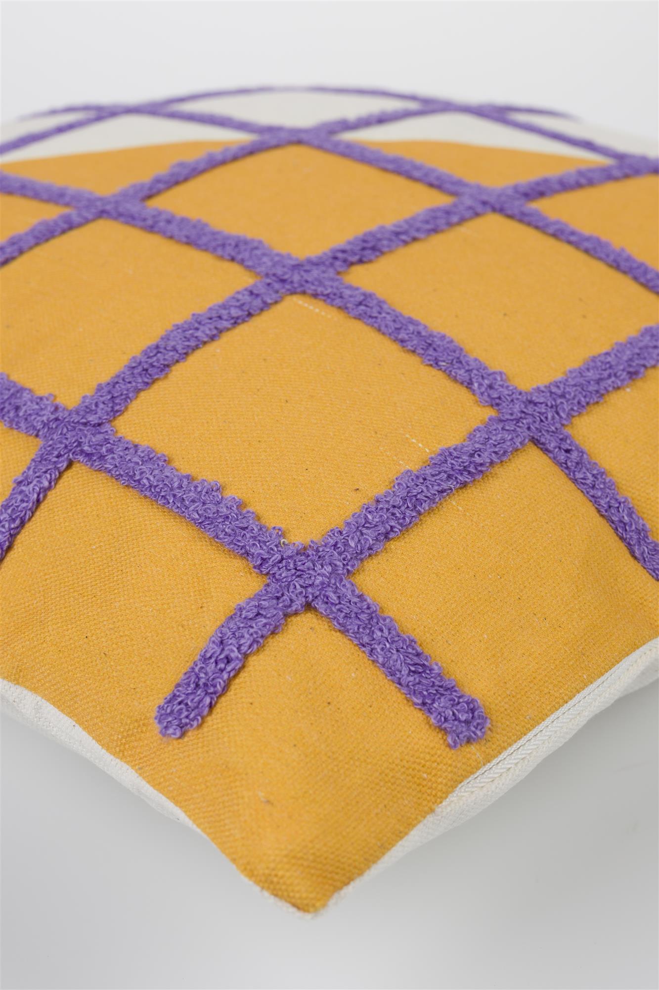 SOTA Kissen orange mit lila Karomuster