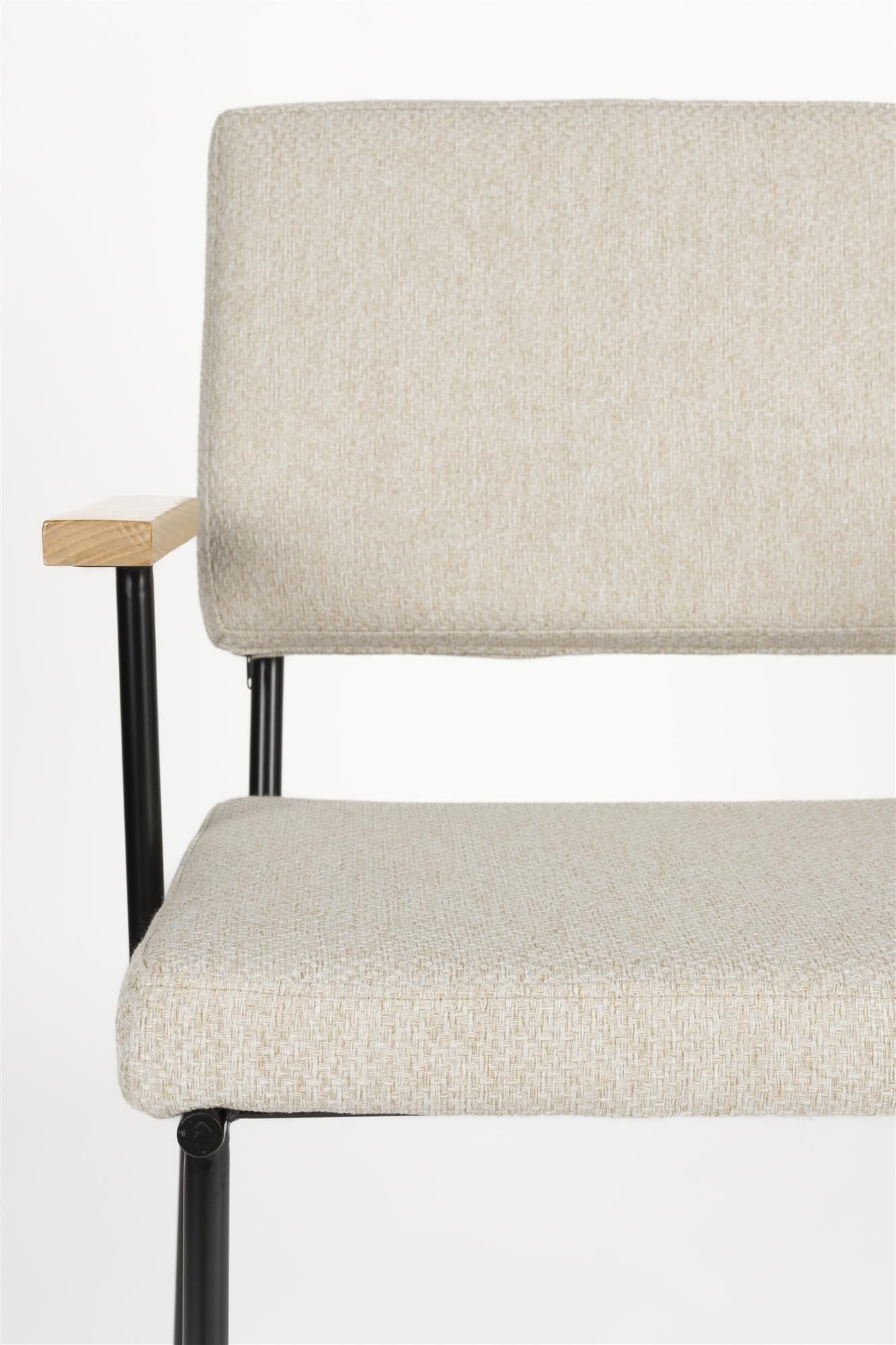 FELLOW fauteuil met armleuningen beige met zwarte basis