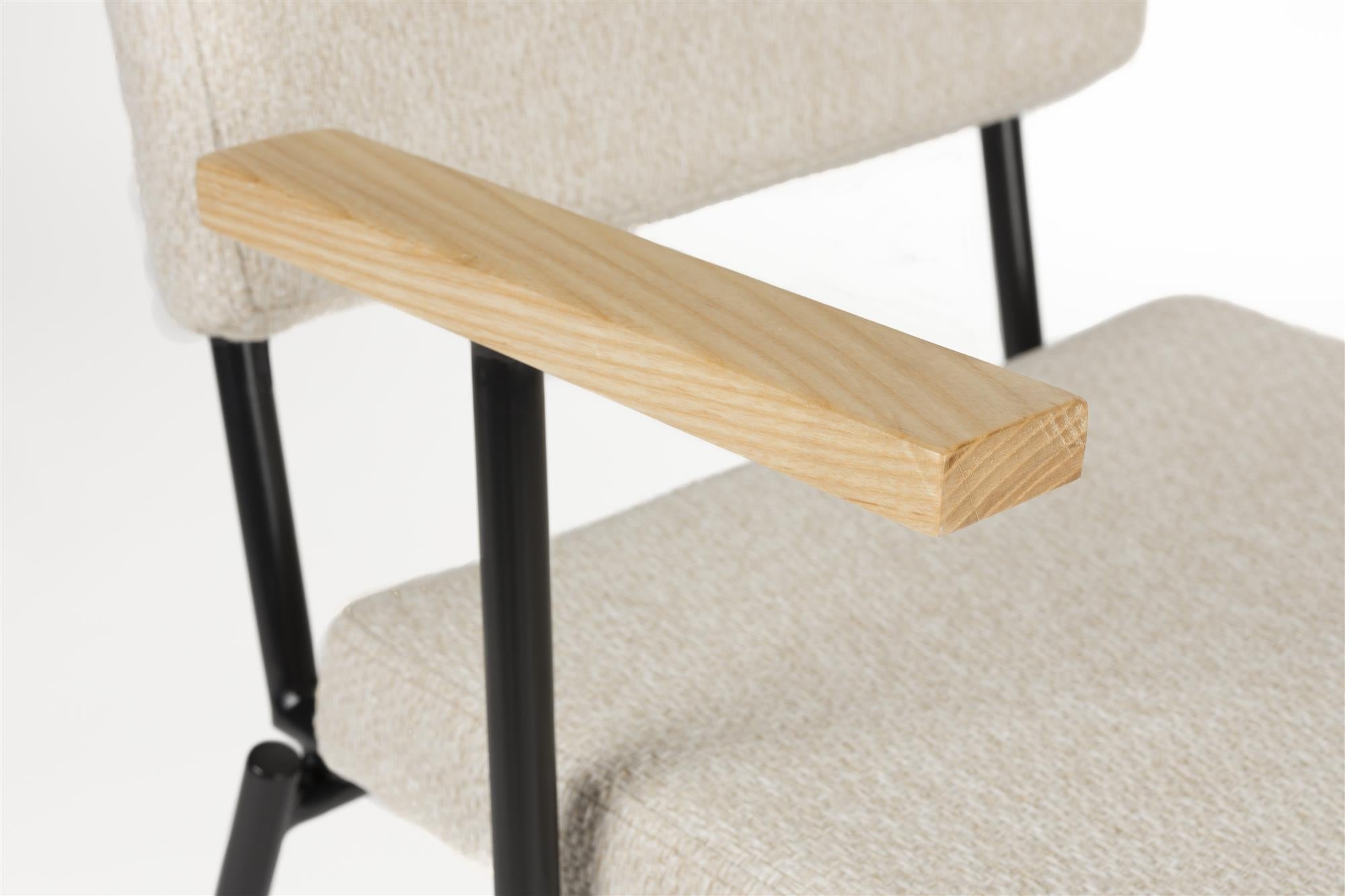 FELLOW fauteuil met armleuningen beige met zwarte basis