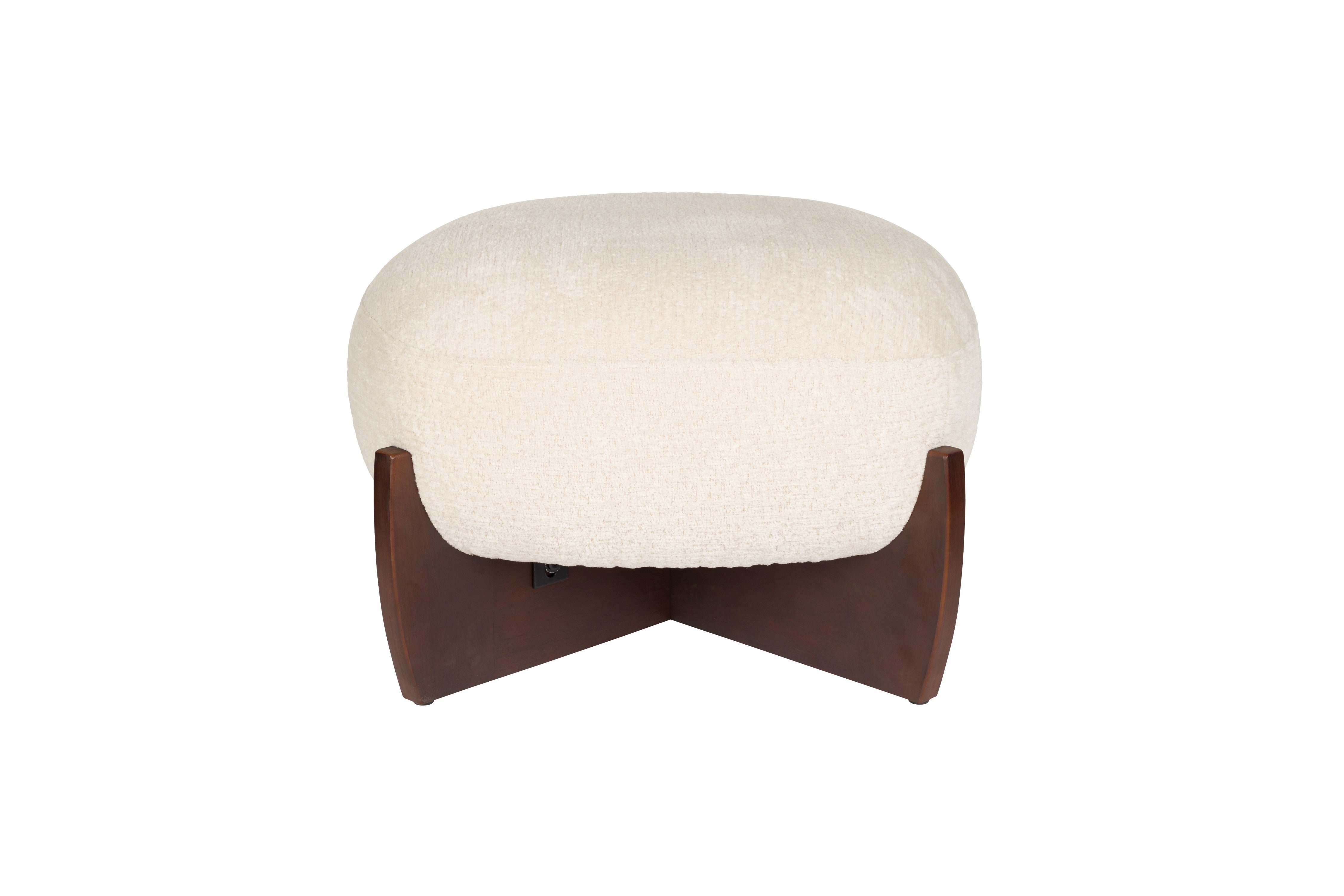 Puf EMILIUS beige met houten basis