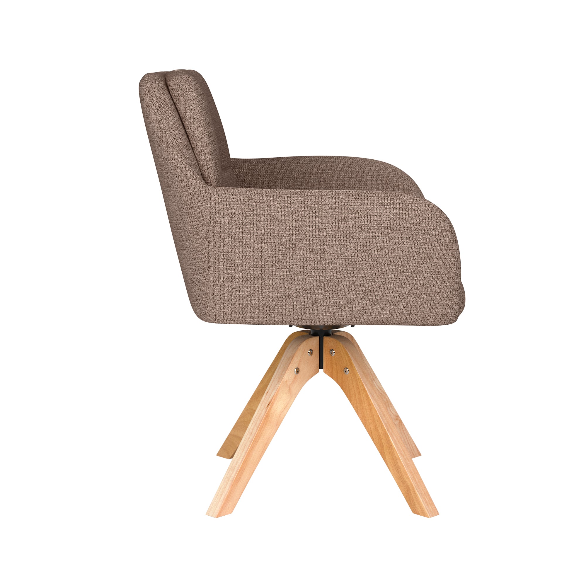 PETE taupe swivel chair with wooden base