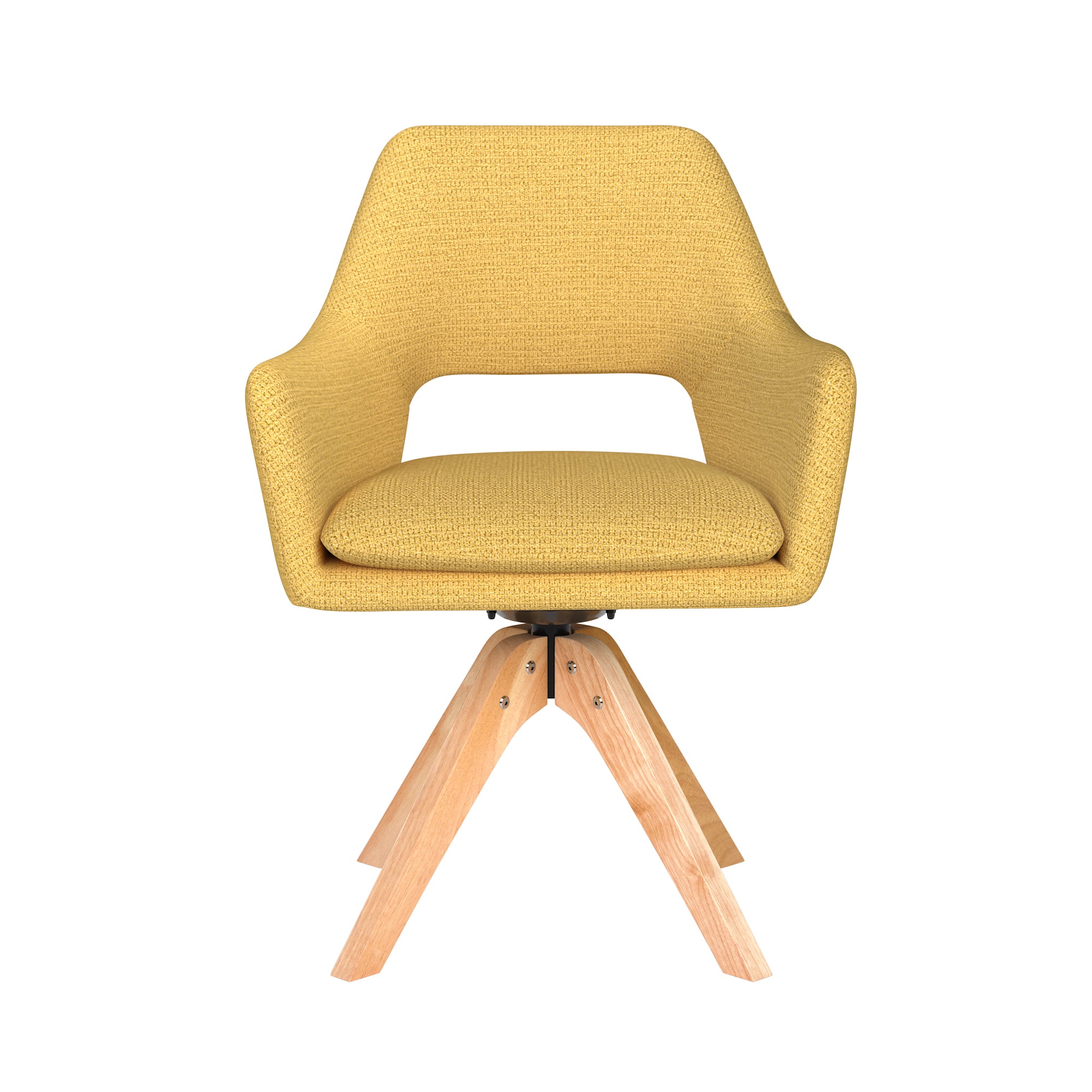 MOS yellow swivel chair with wooden base