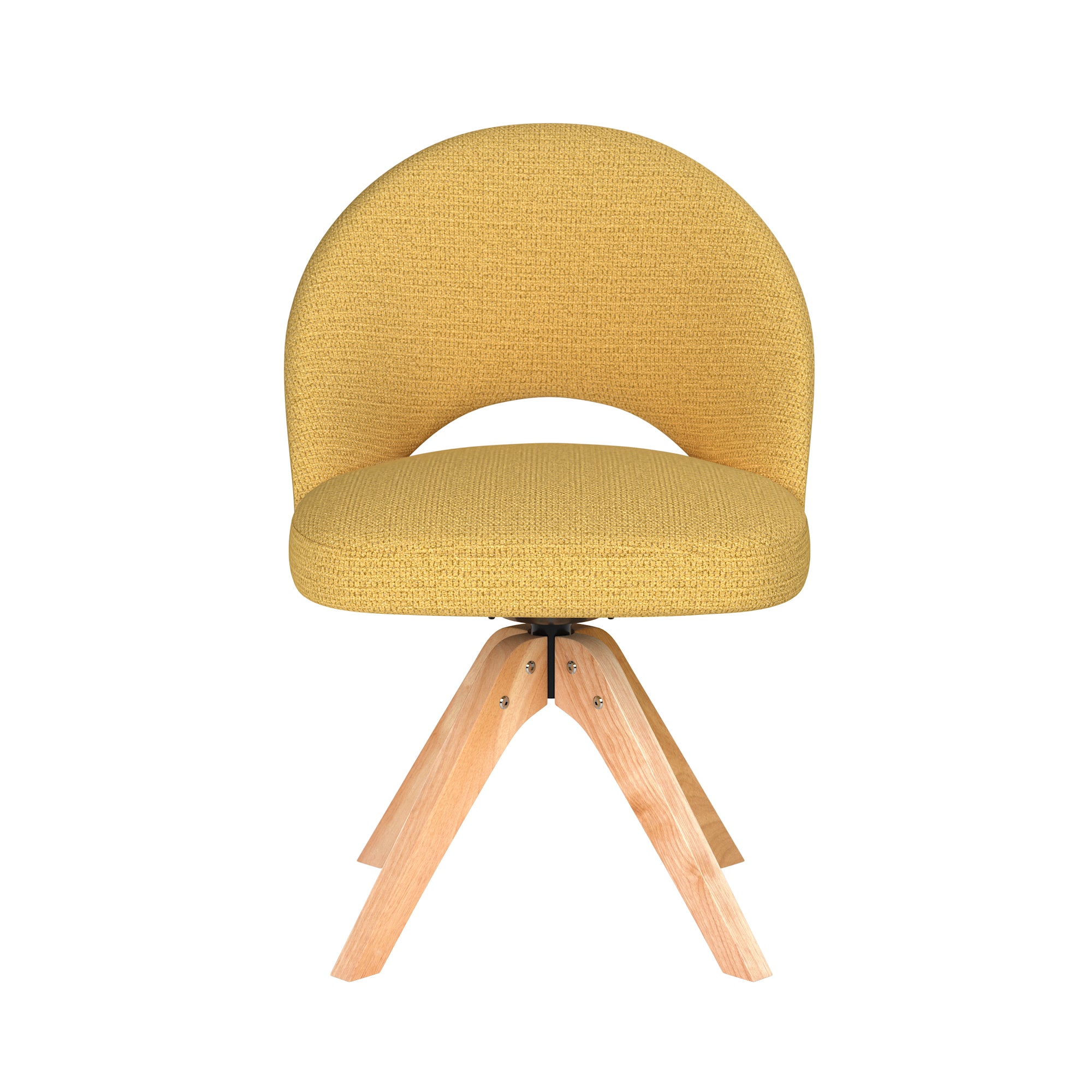 Draaistoel MICK geel met houten basis