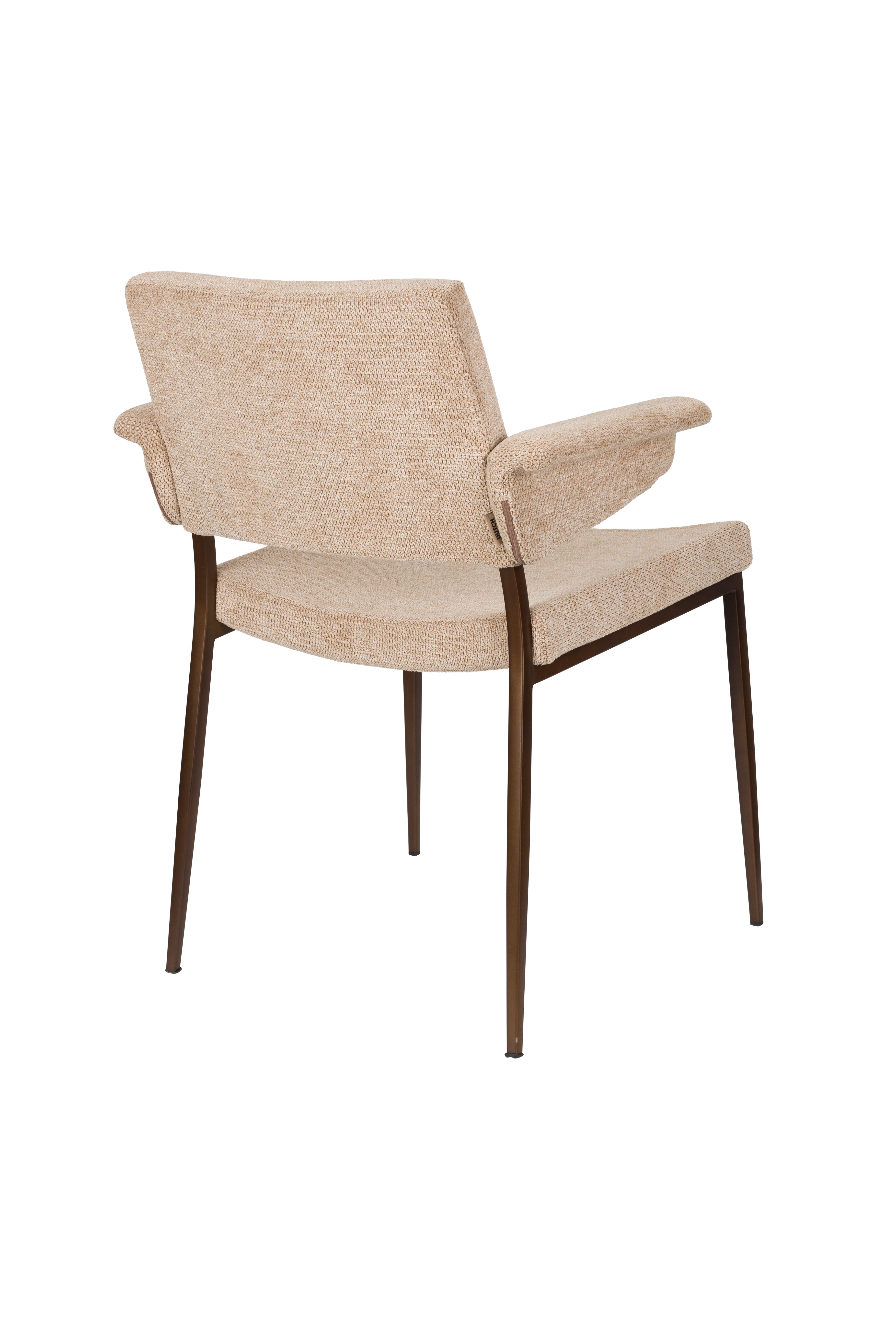 Stuhl PORTLAND beige mit braunem Gestell