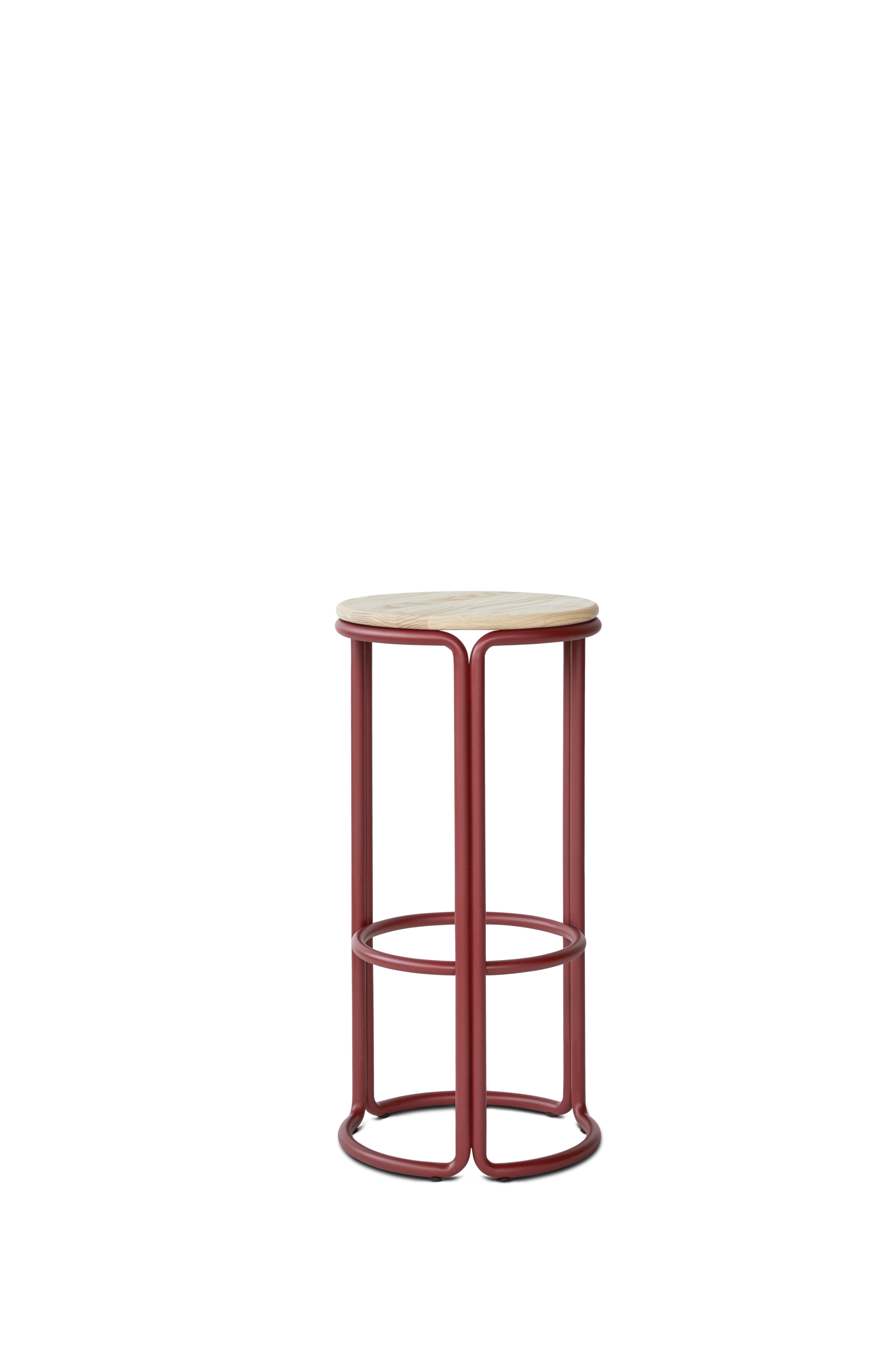 HARDIE red stool with natural seat