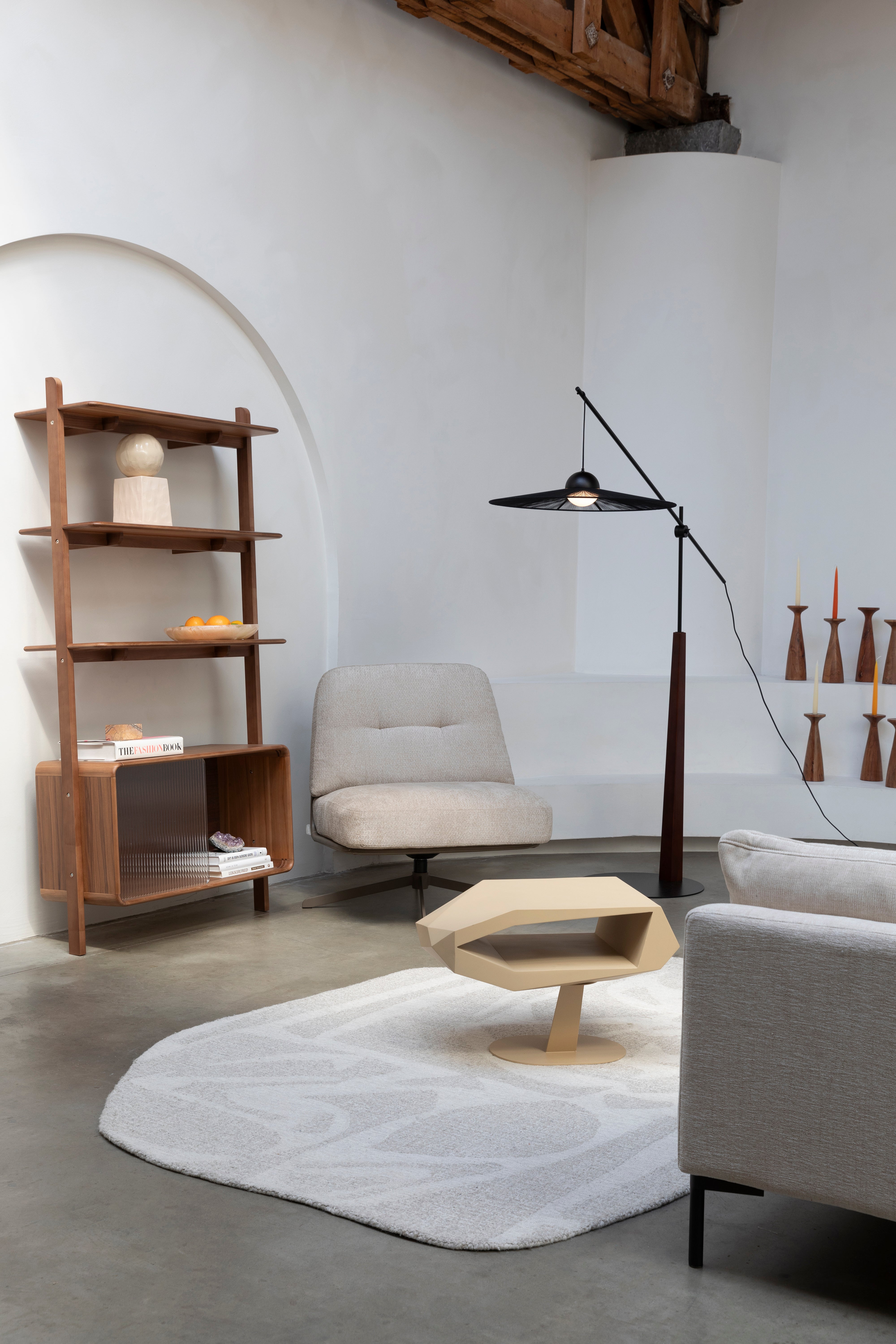 BENJAMIN armchair beige eco-leather with beige base