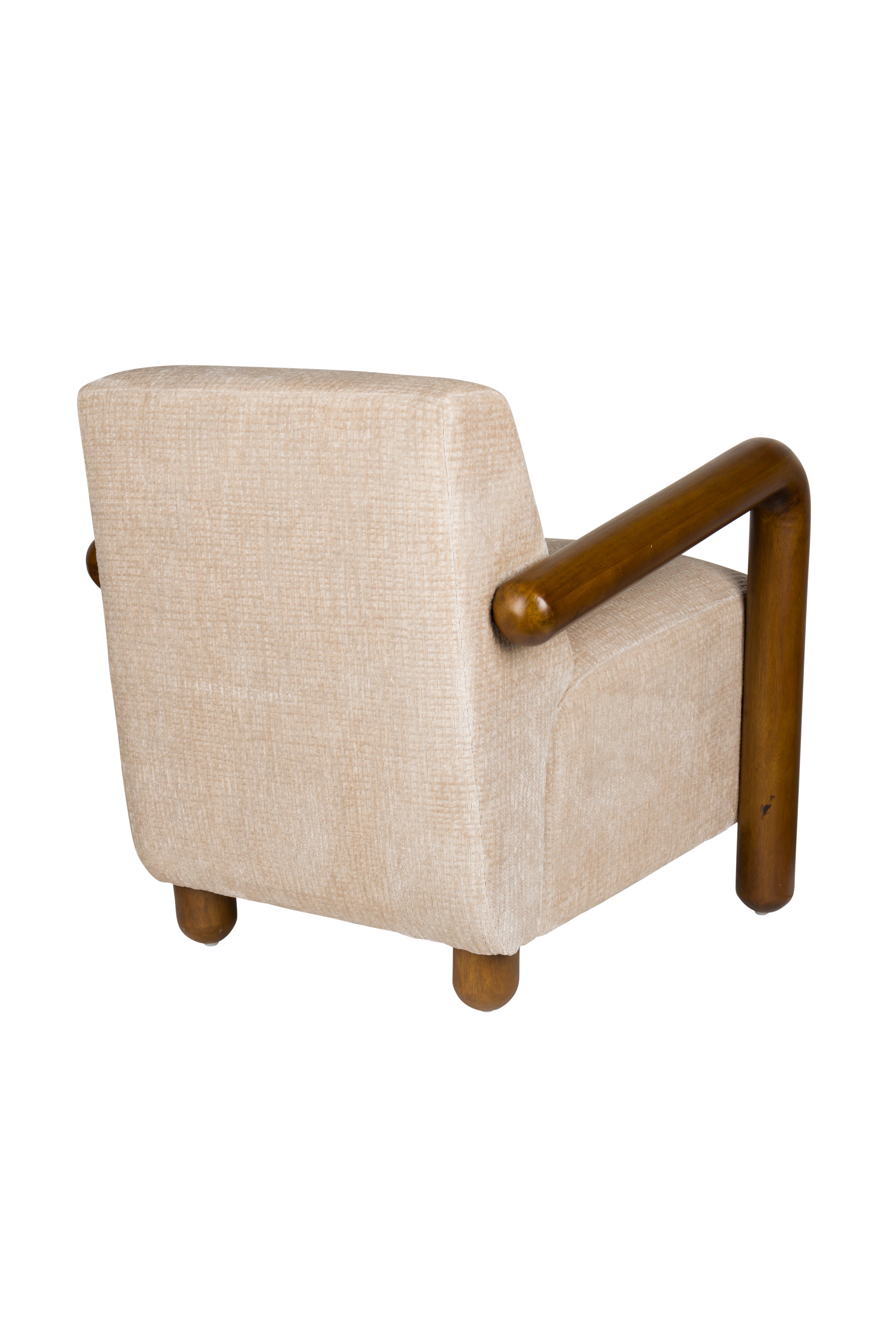 Beige fauteuil ROBINSON met houten basis