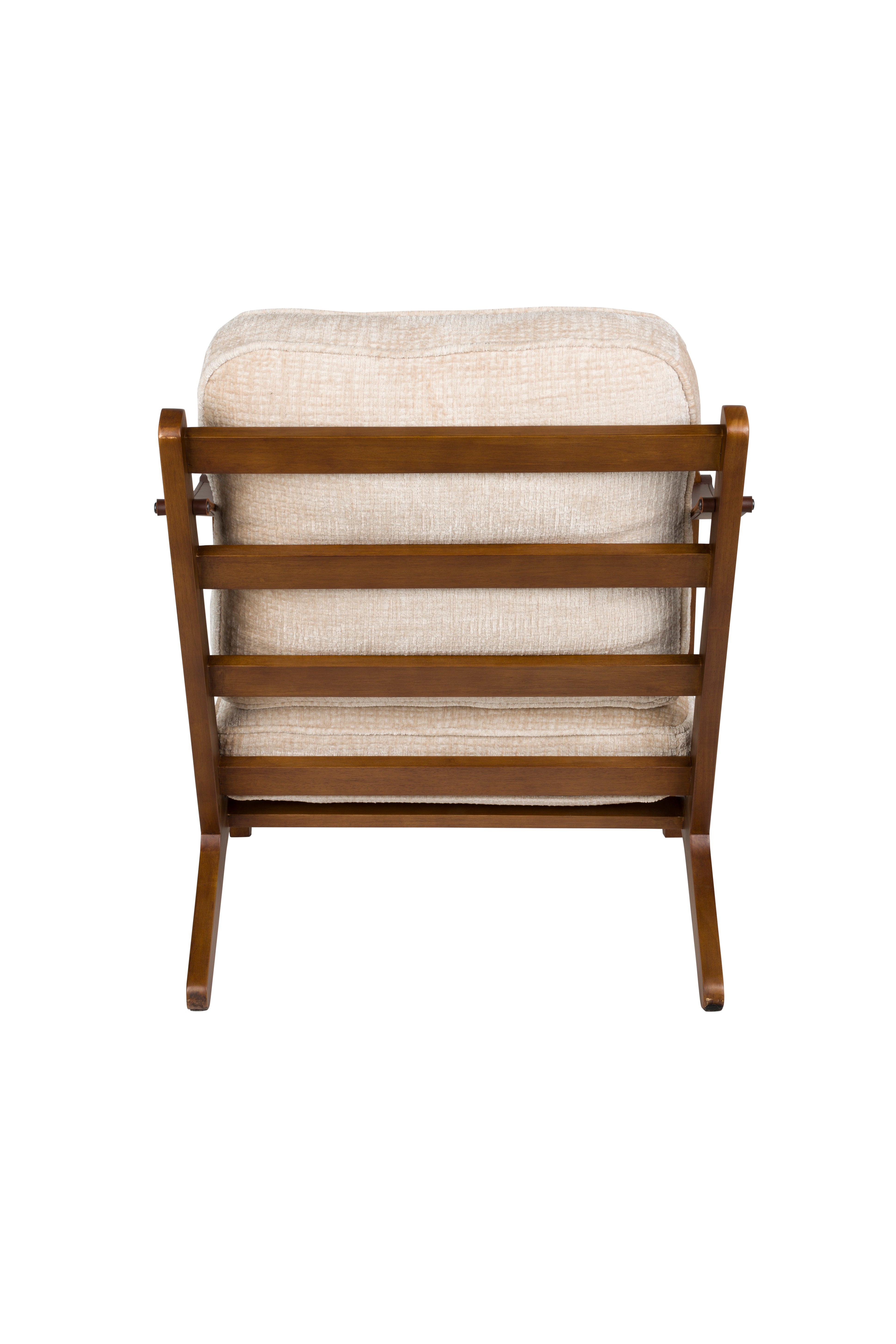 WASHINGTON armchair in beige with a wooden base