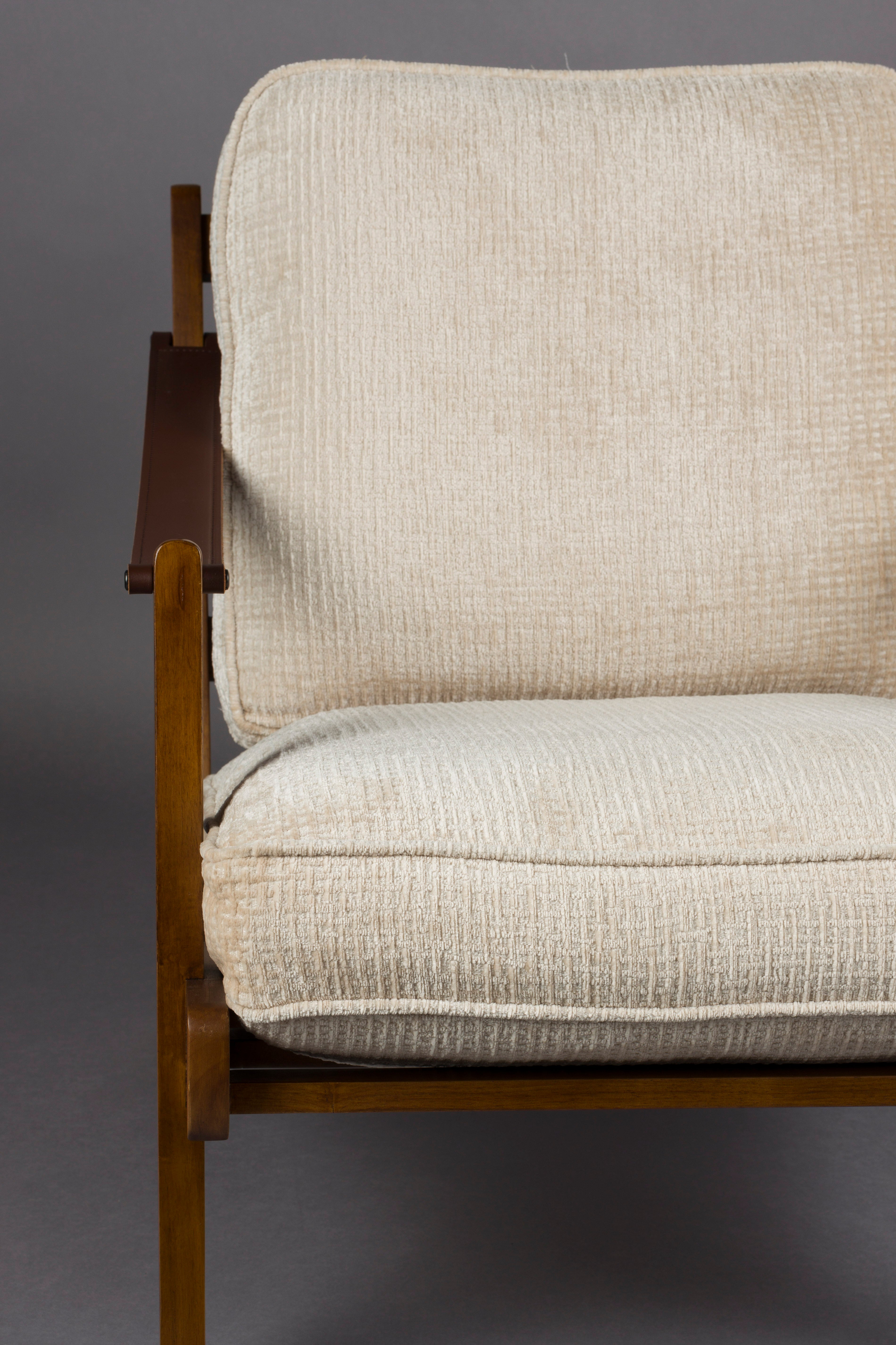WASHINGTON armchair in beige with a wooden base