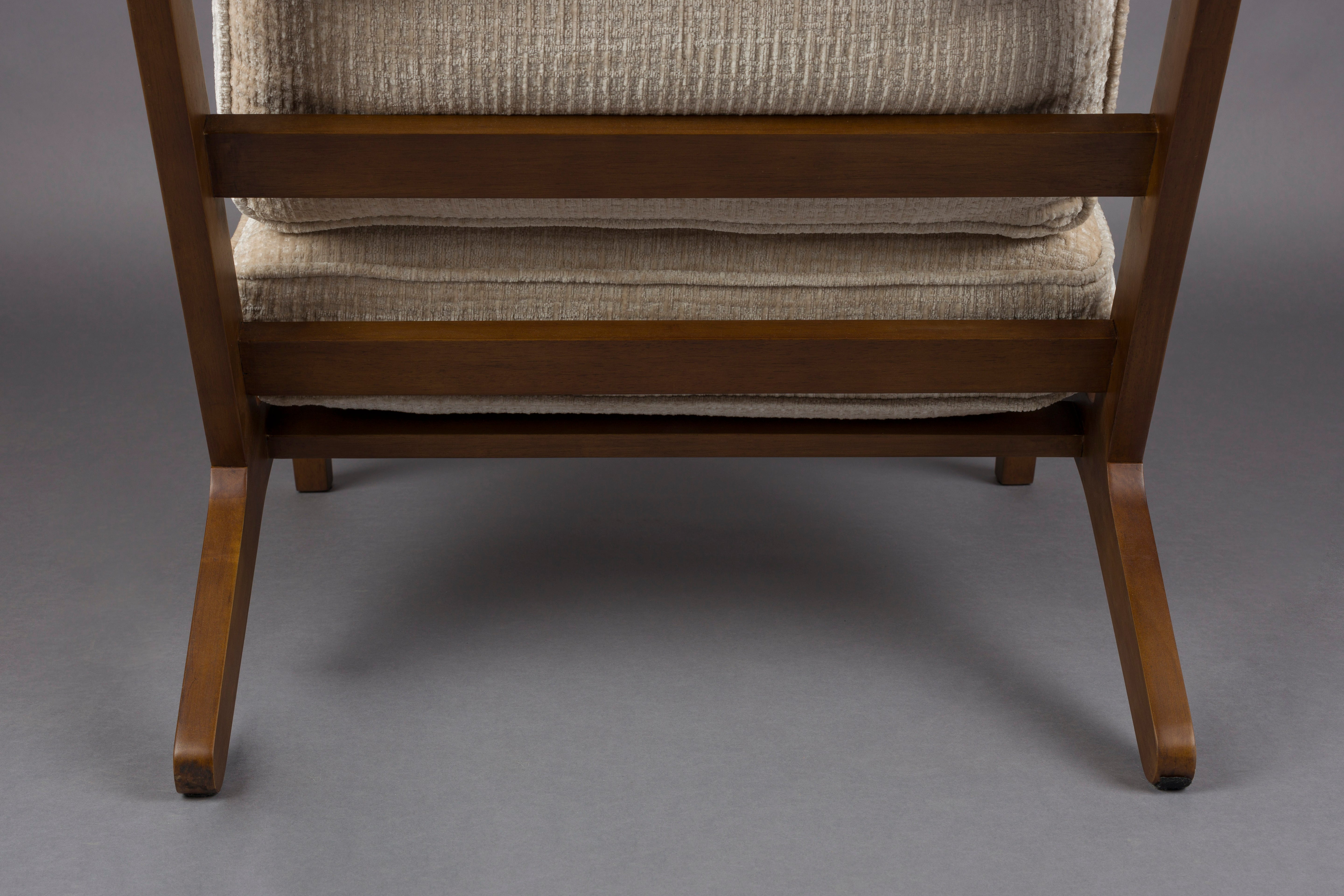 WASHINGTON armchair in beige with a wooden base