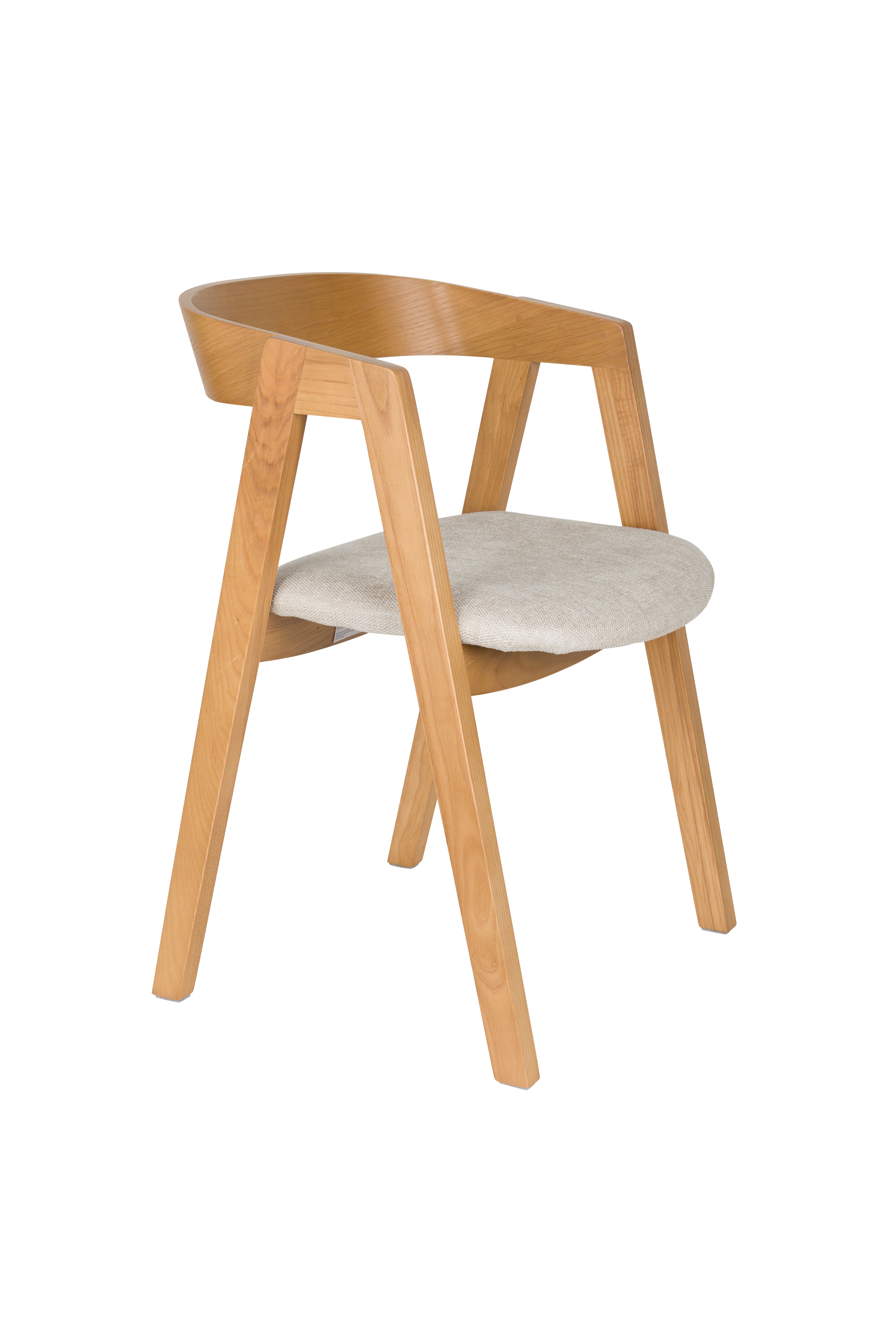 Stoel MADS van essenhout met een beige zitting