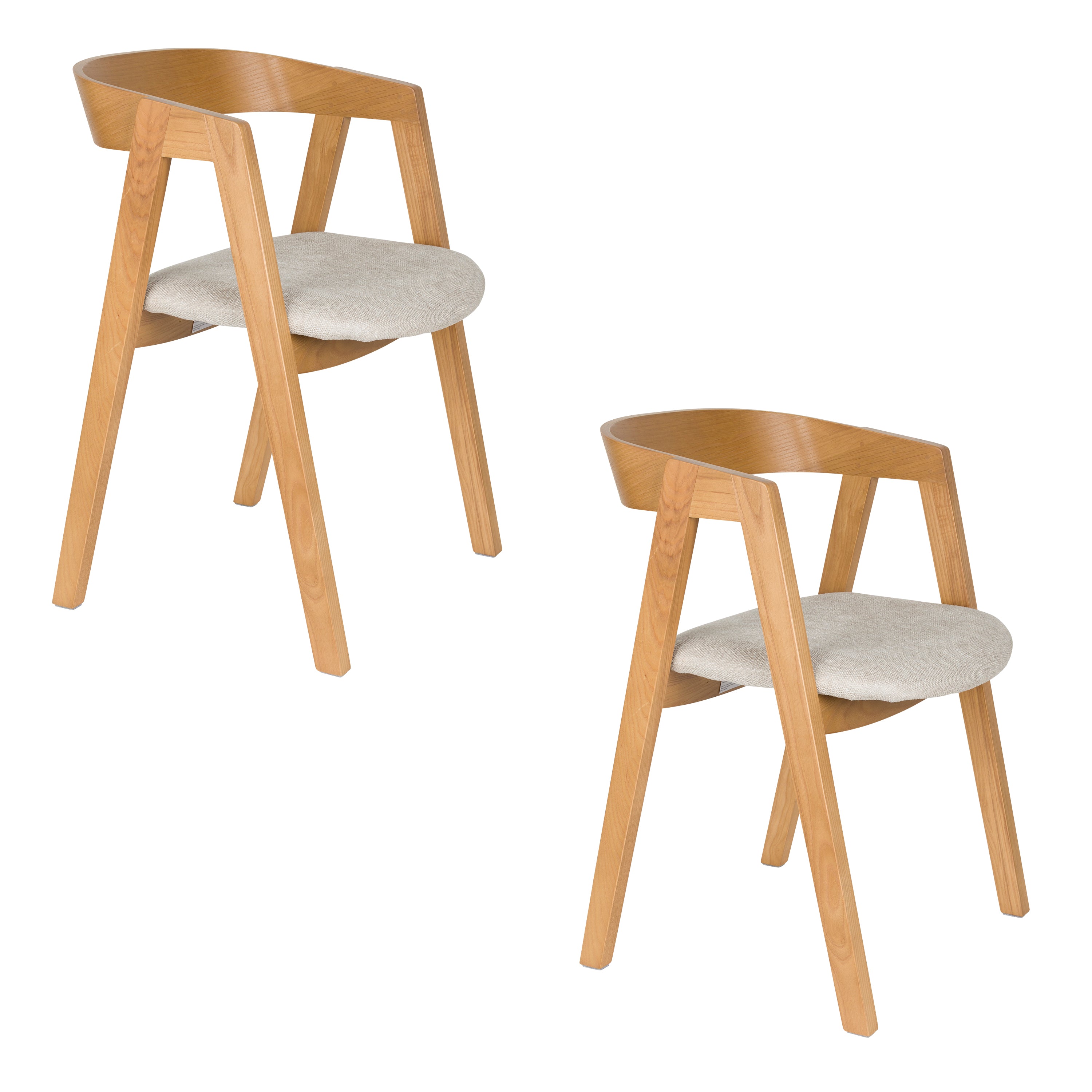 Stoel MADS van essenhout met een beige zitting