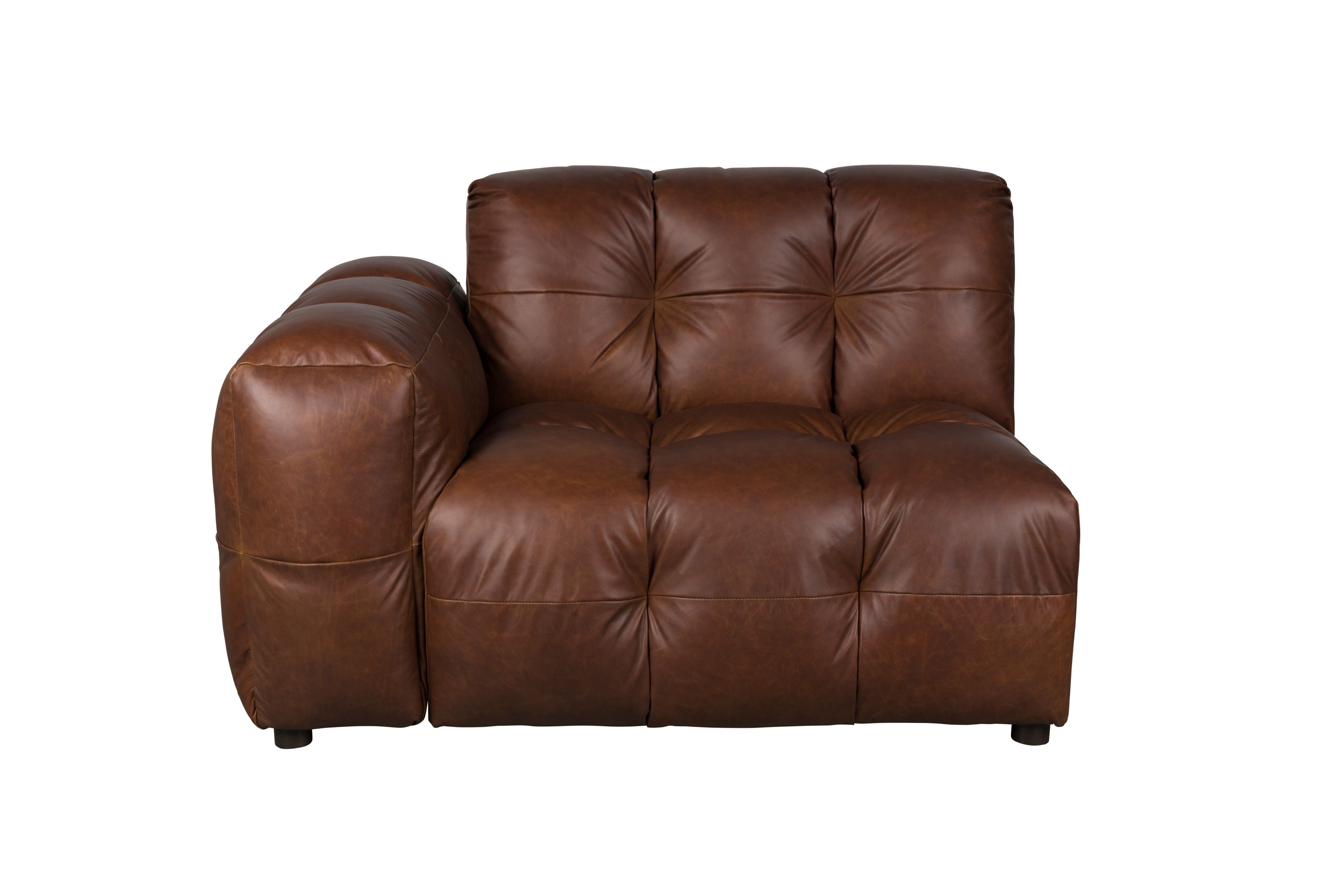 Modulaire bank HACKMAN - linker eindelement van chocoladeleer