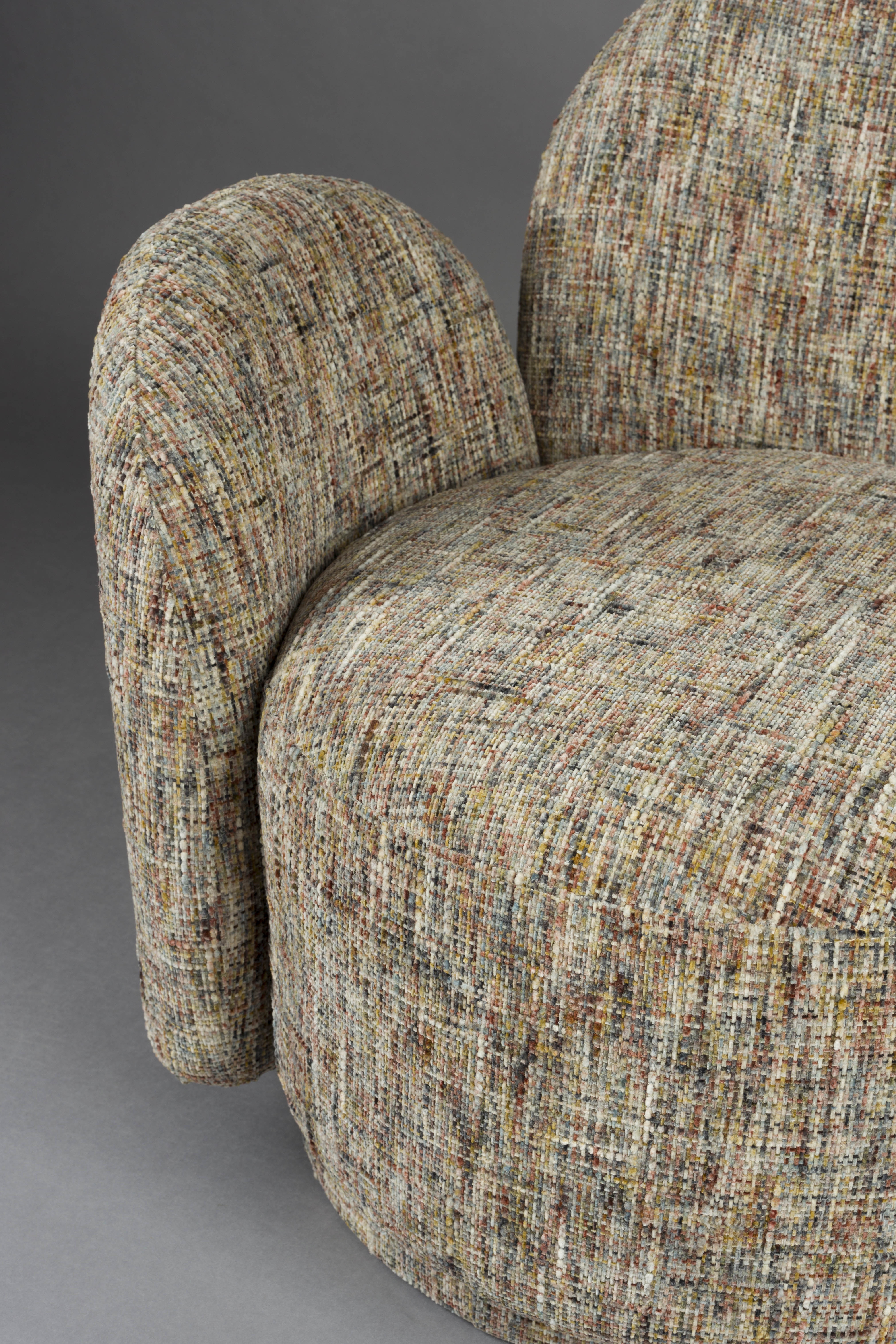 ROSE swivel armchair brown mélange