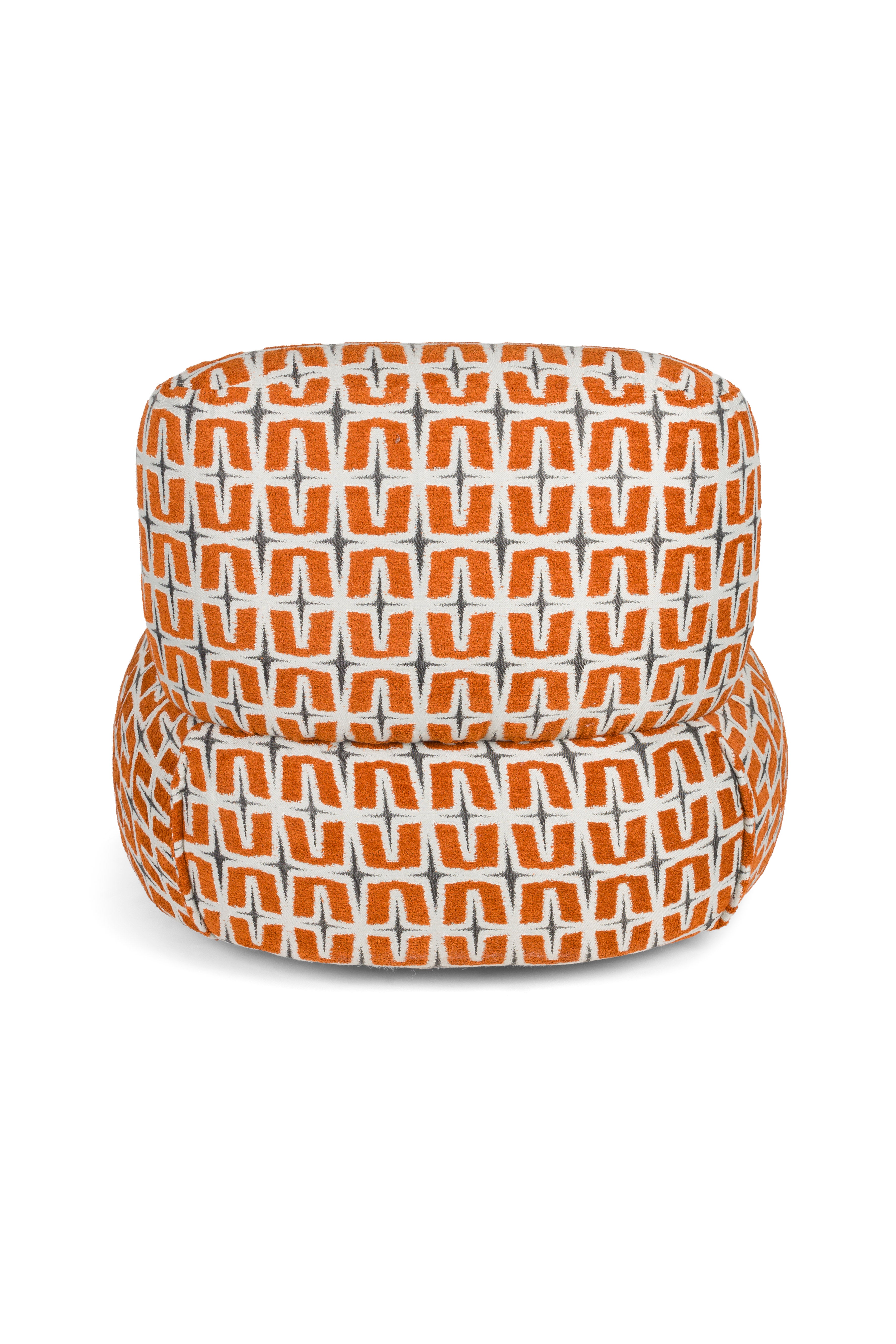 RITZ armchair in orange with geometric pattern