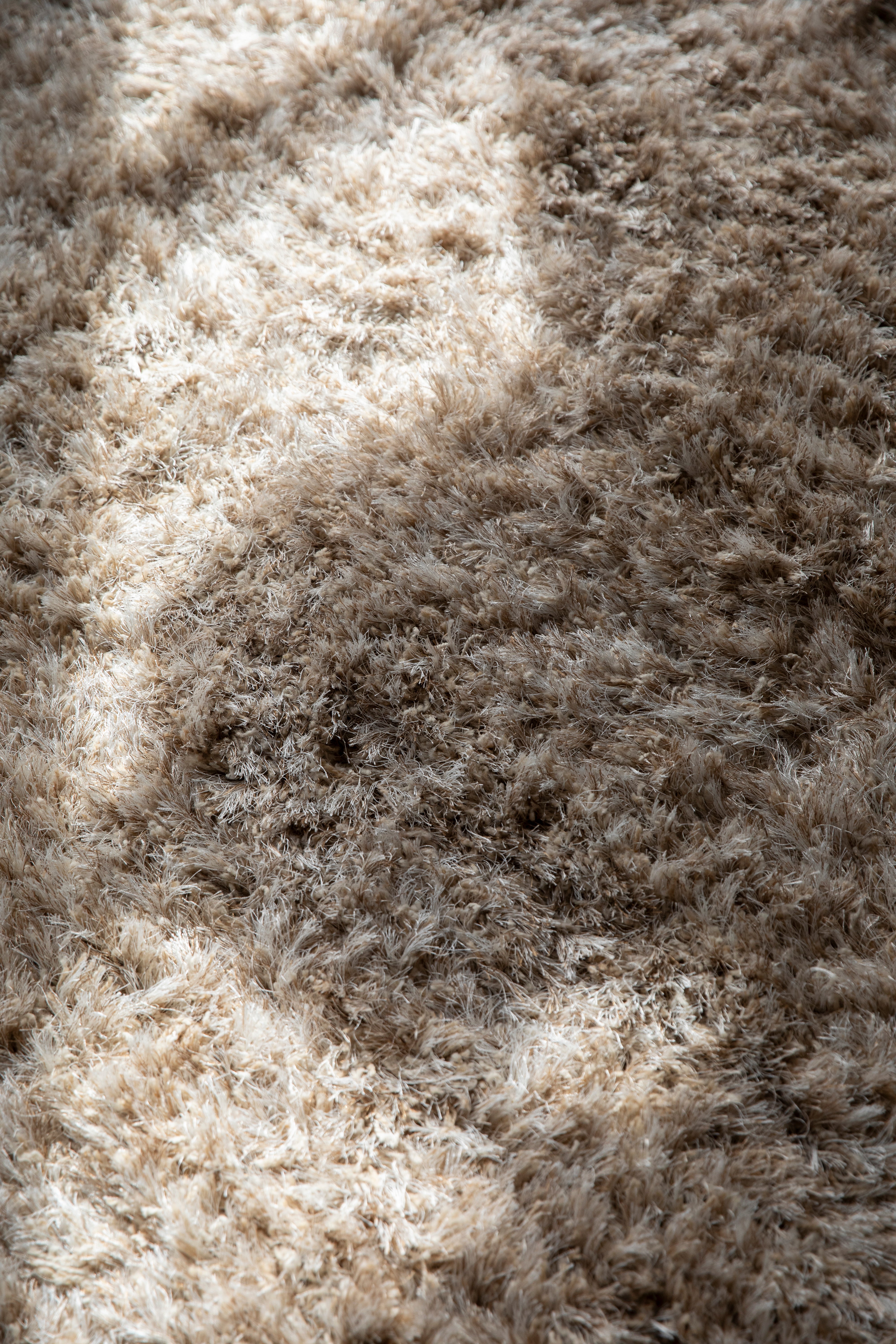HAIRY dark beige rug with long pile