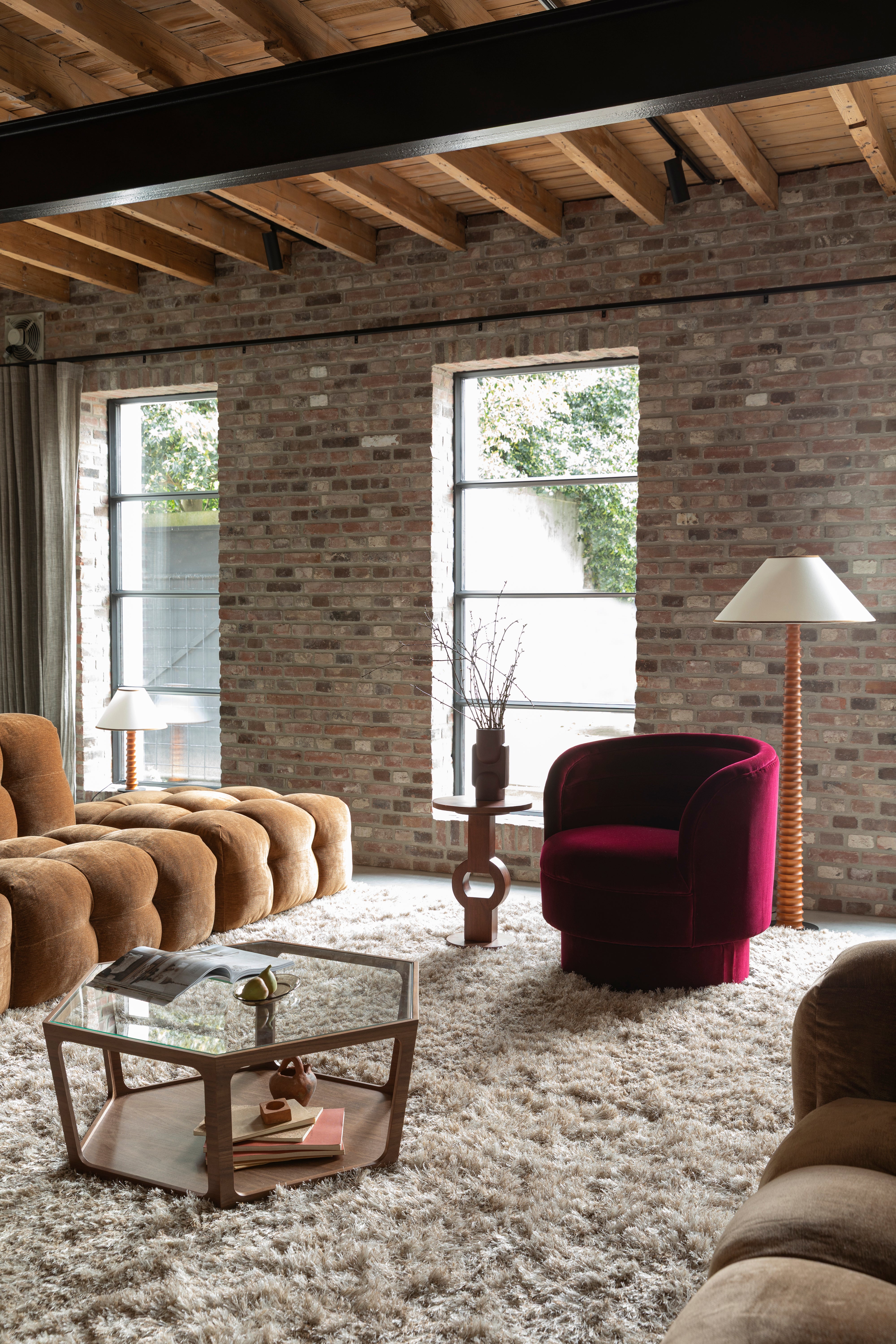 HAIRY dark beige rug with long pile