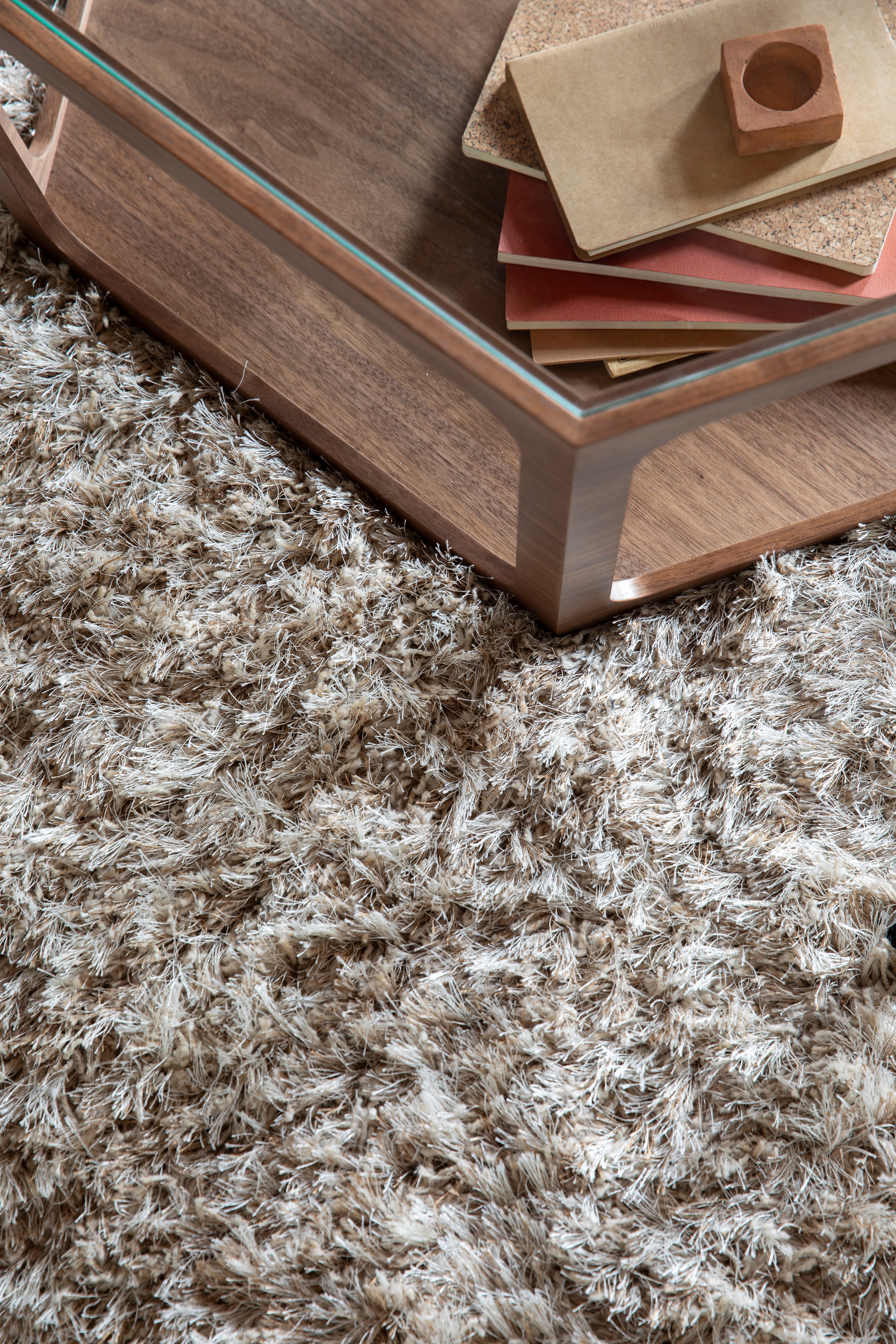 HAIRY dark beige rug with long pile
