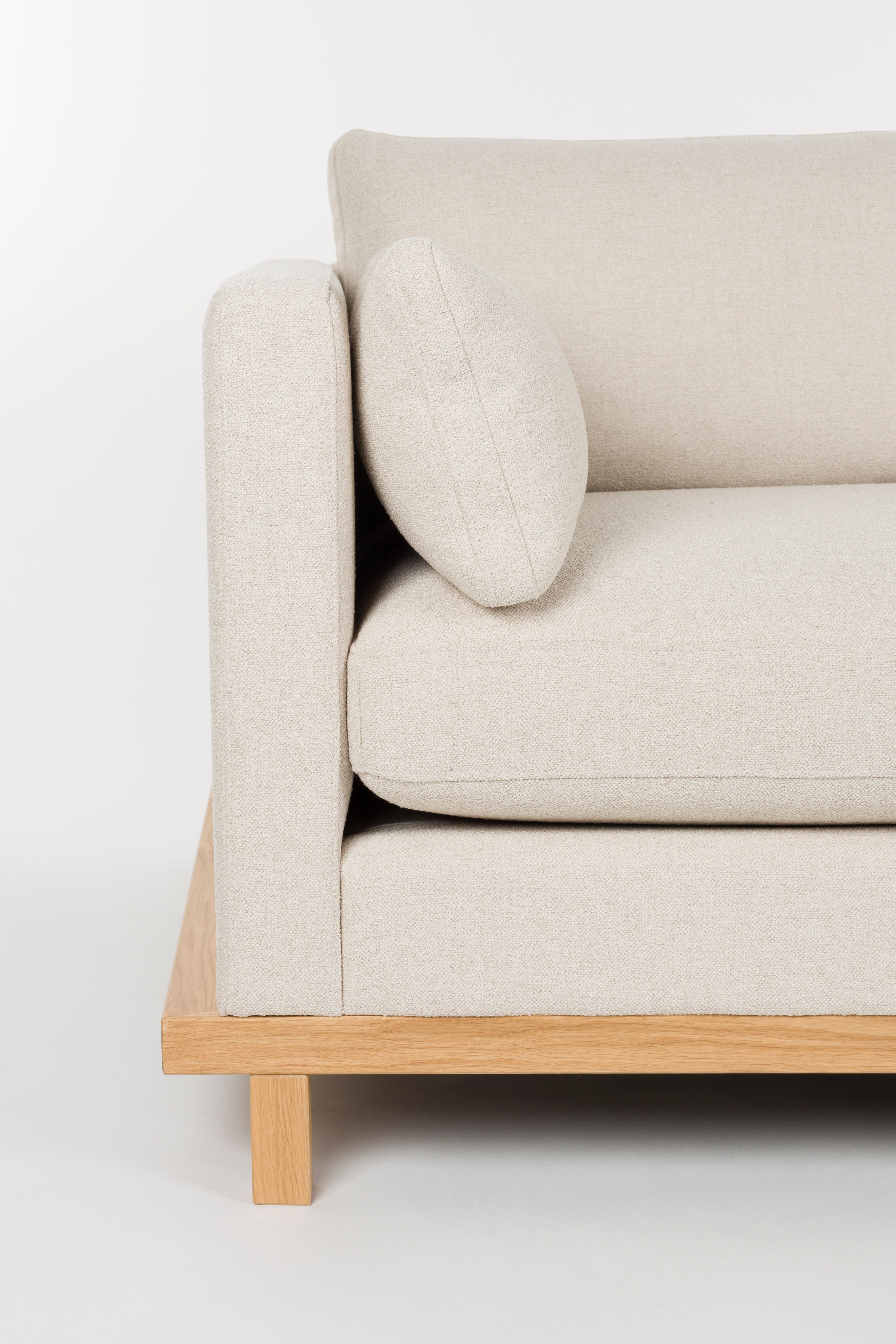 Sofa 3-Sitzer BLOSSOM beige mit Holzgestell