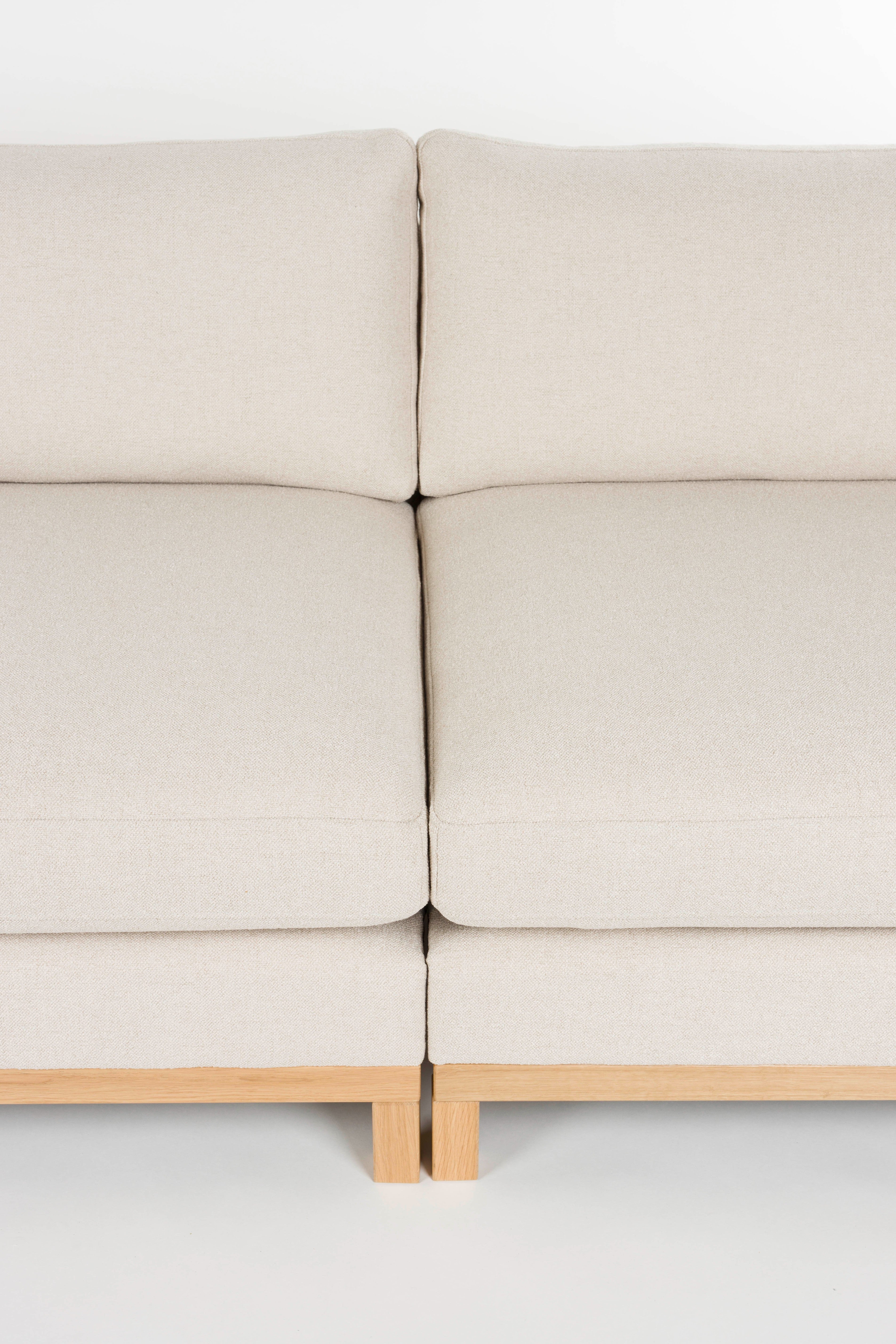 Sofa 3-Sitzer BLOSSOM beige mit Holzgestell