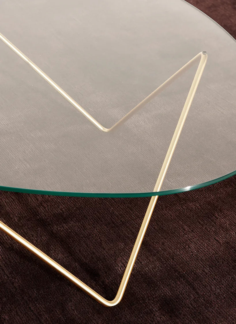 PEDRERA Coffee Table with Brown Glass and Brass Base