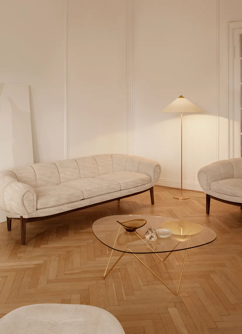 Koffietafel PEDRERA glas met verchroomde basis