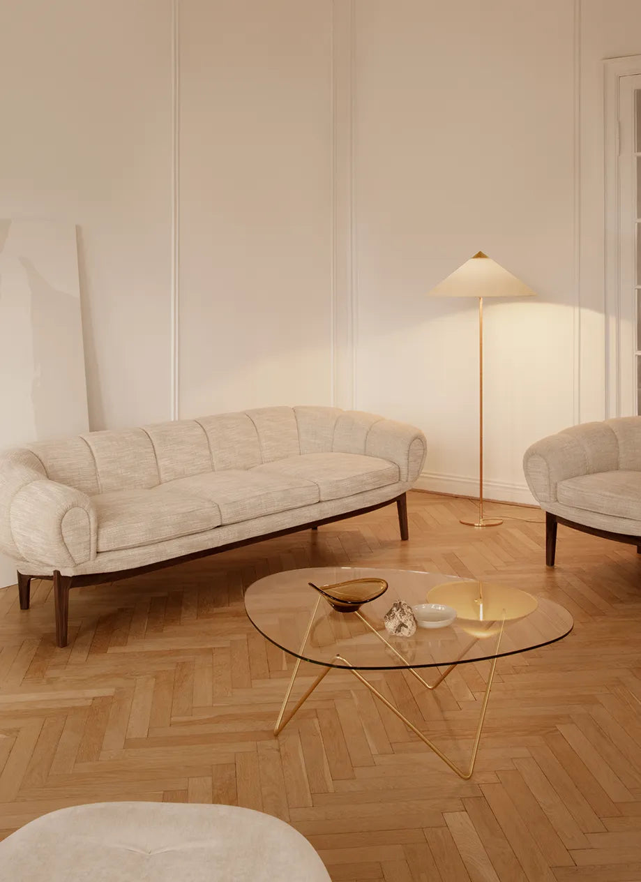 PEDRERA Coffee Table with Brown Glass and Brass Base
