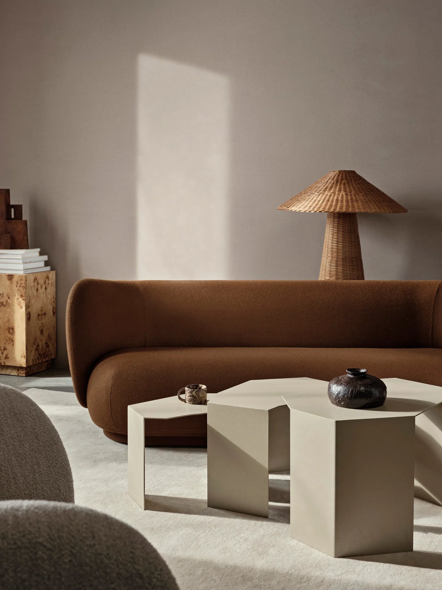 Sofa voor 4 personen RICO Bouclé crème