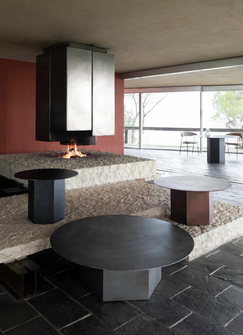 Epic bruine stalen salontafel