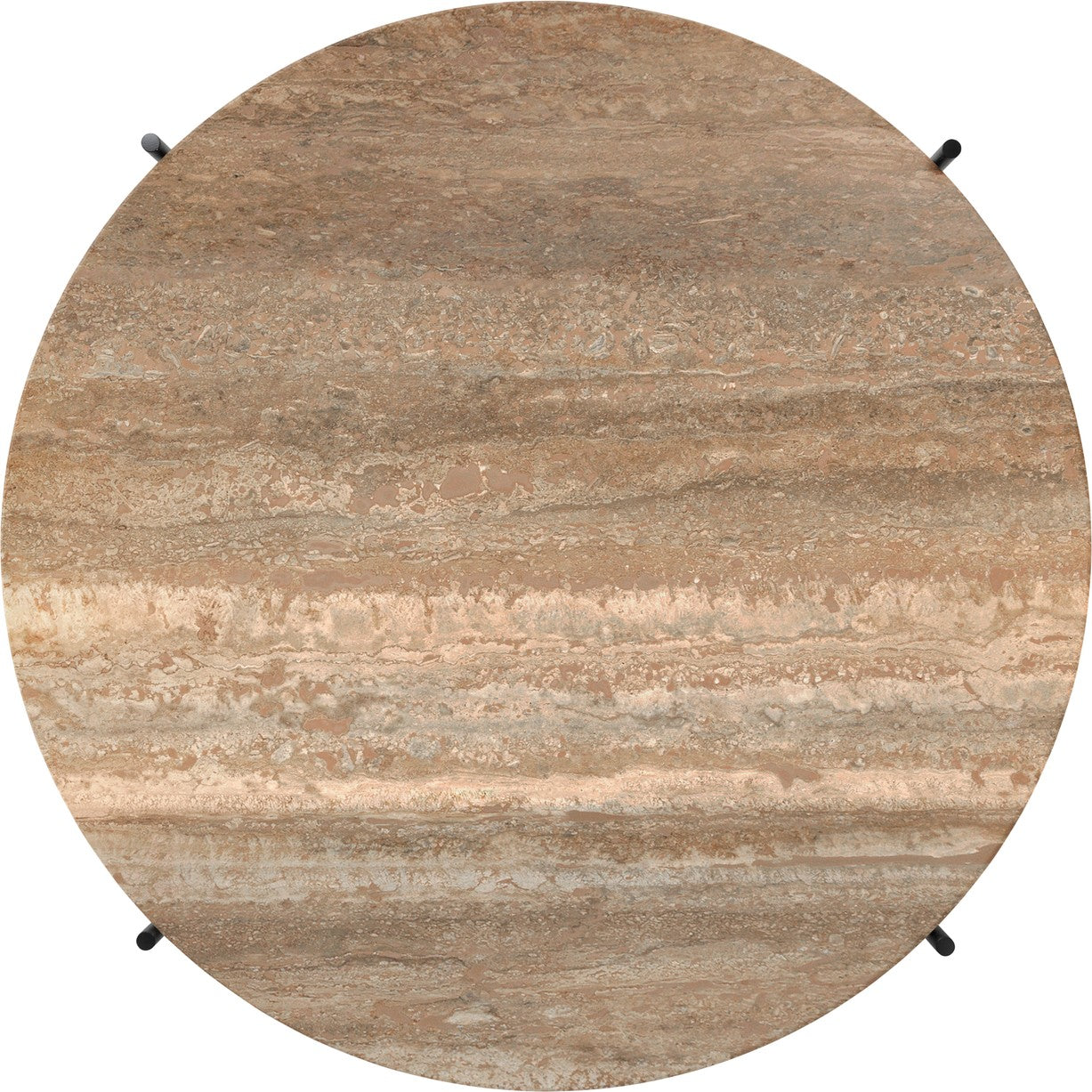 Round coffee table TS sandy travertine with black base
