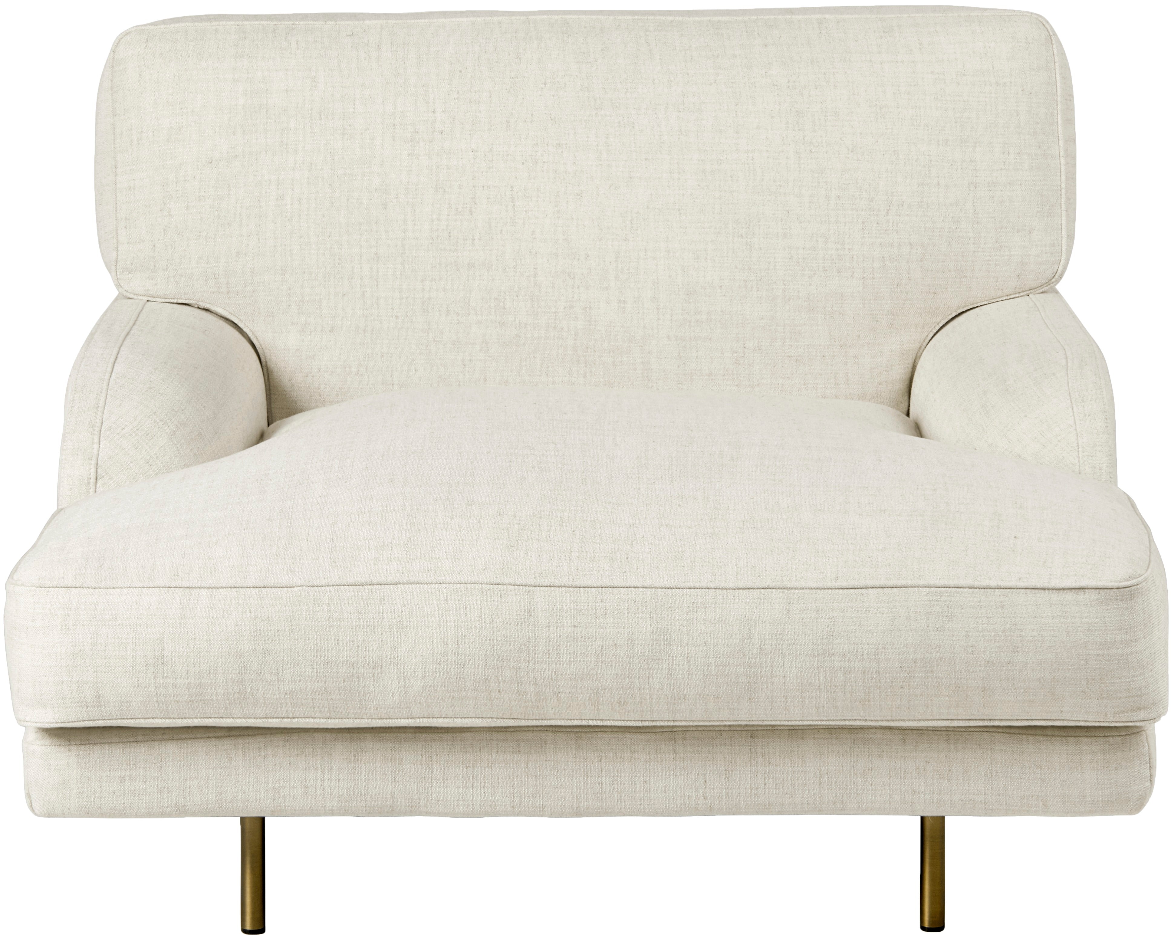 Upholstered FLANEUR armchair with a brass base