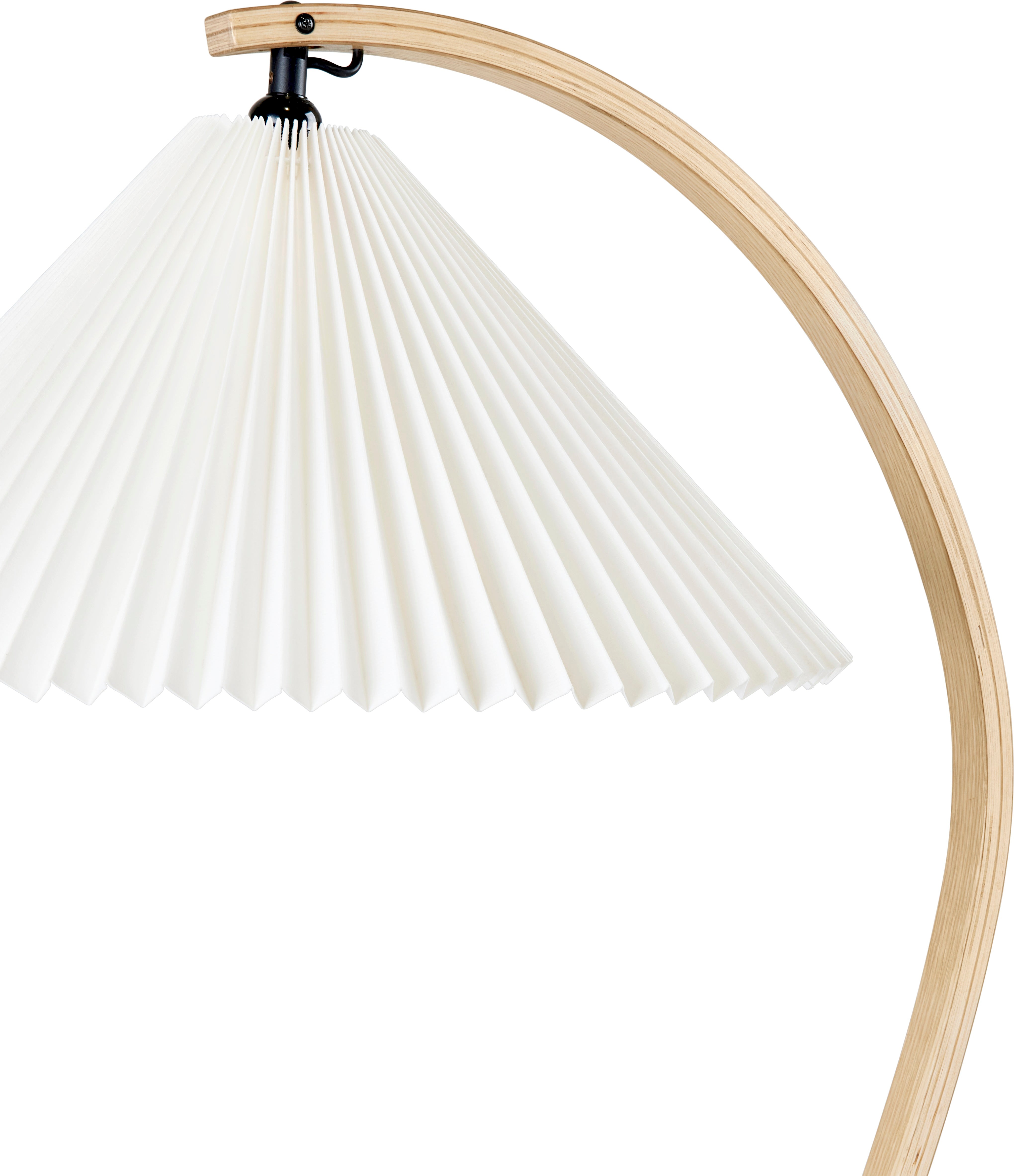 Vloerlamp voor lezen TIMBERLINE eikenhout met witte kap